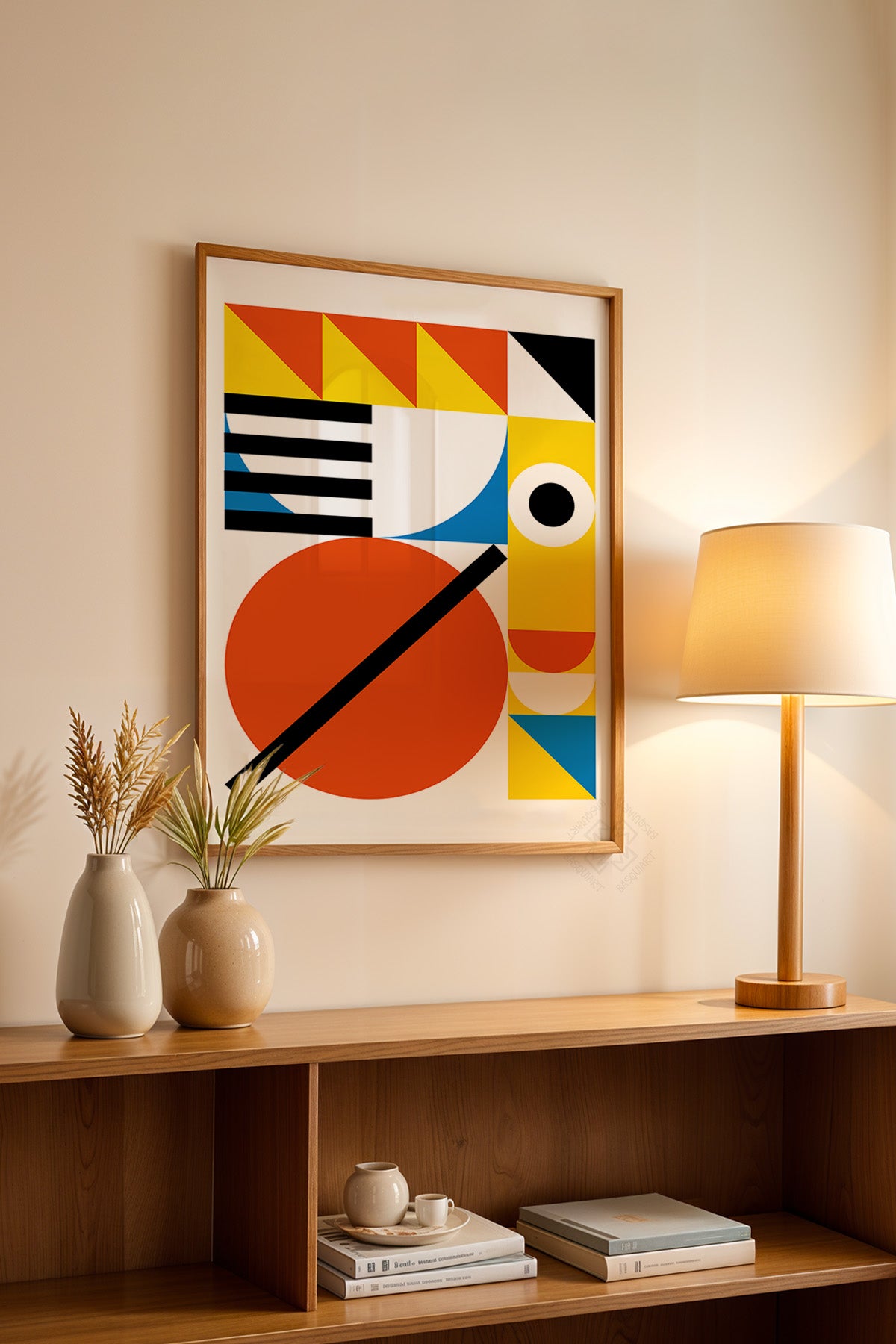 Bauhaus Serisi Ahşap Çerçeveli Poster, Tablo No:6