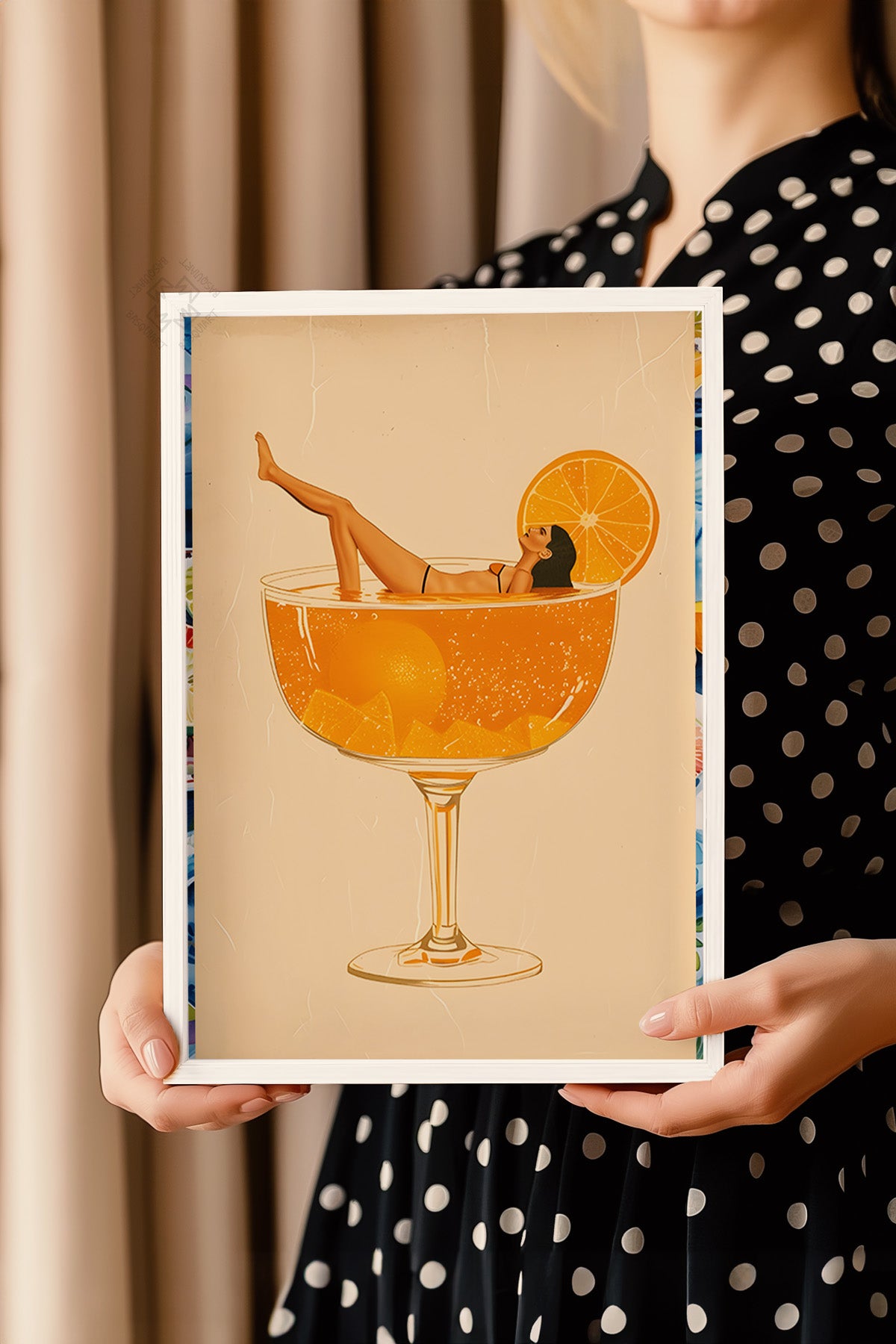 Kokteyl Serisi Beyaz Çerçeveli Poster, Tablo, Cafe, Restoran, Mutfak Duvar Dekoru No:40
