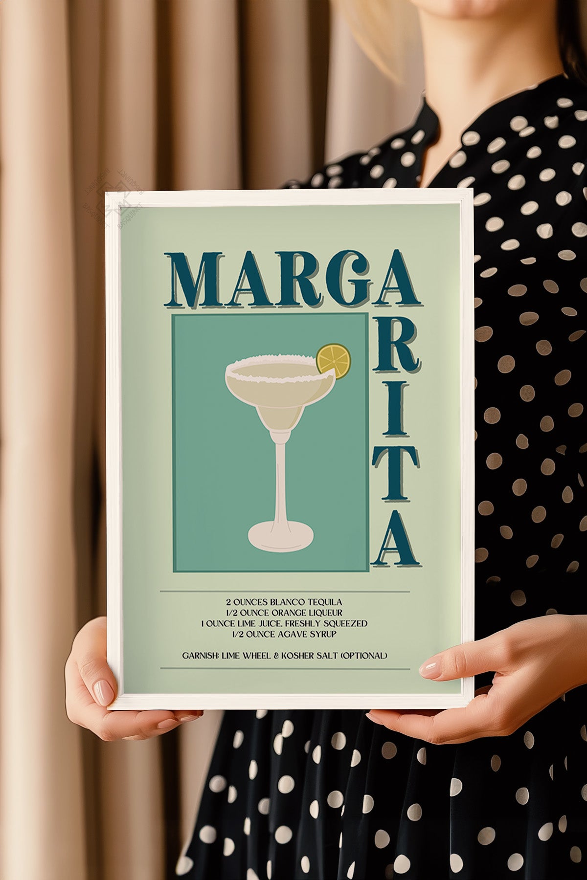 Kokteyl Serisi Beyaz Çerçeveli Poster, Tablo, Cafe, Restoran, Mutfak Duvar Dekoru No:54