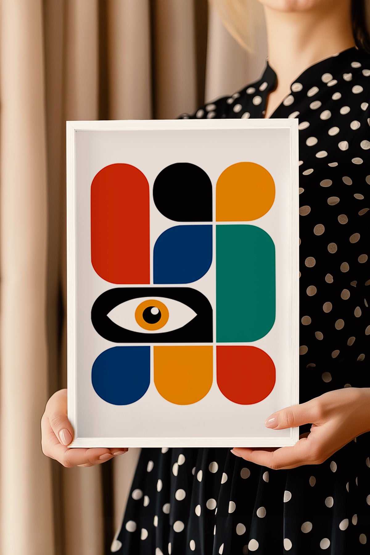Bauhaus Serisi Beyaz Çerçeveli Poster, Tablo No:3