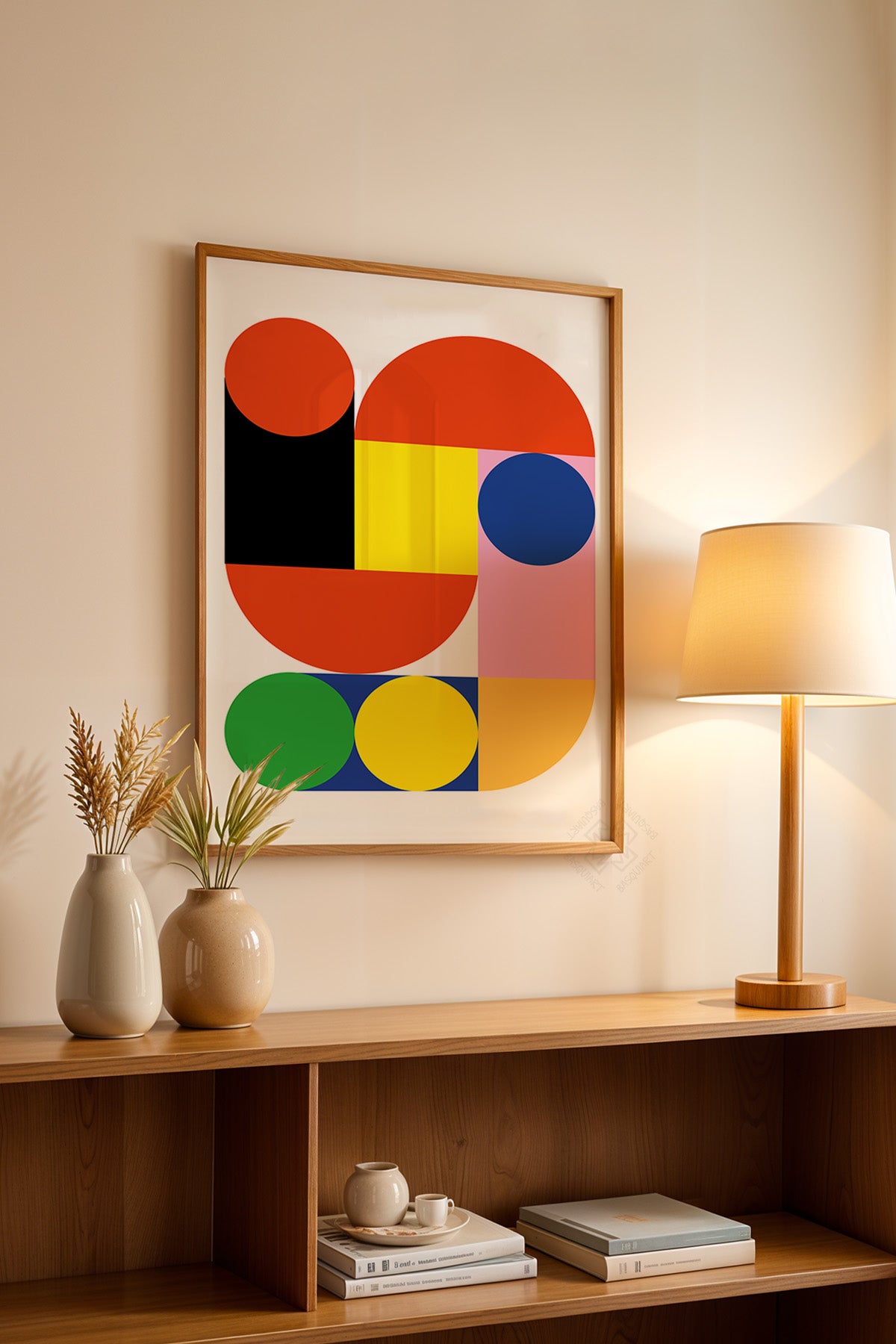 Bauhaus Serisi Ahşap Çerçeveli Poster, Tablo No:15