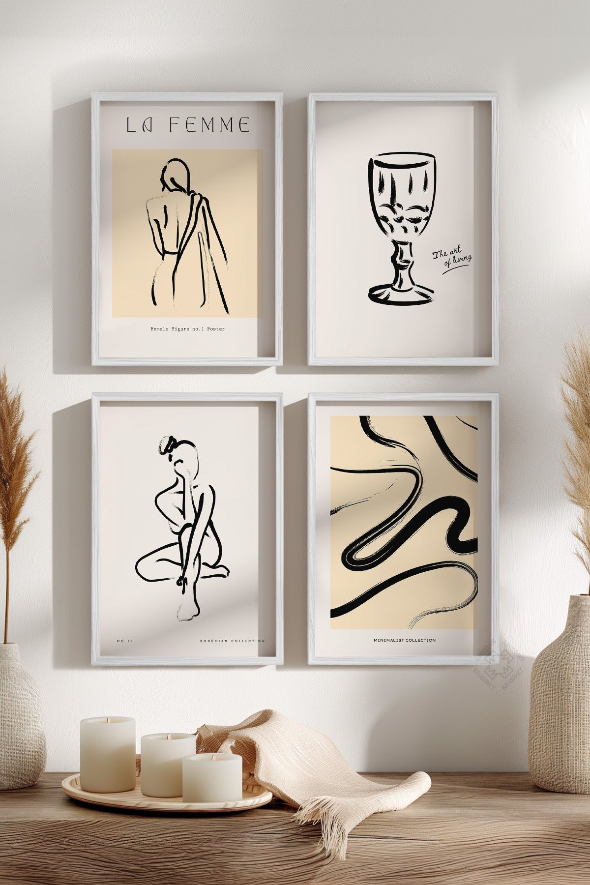 Bohemian 4'lü Beyaz Çerçeveli Poster, Tablo Seti No:20
