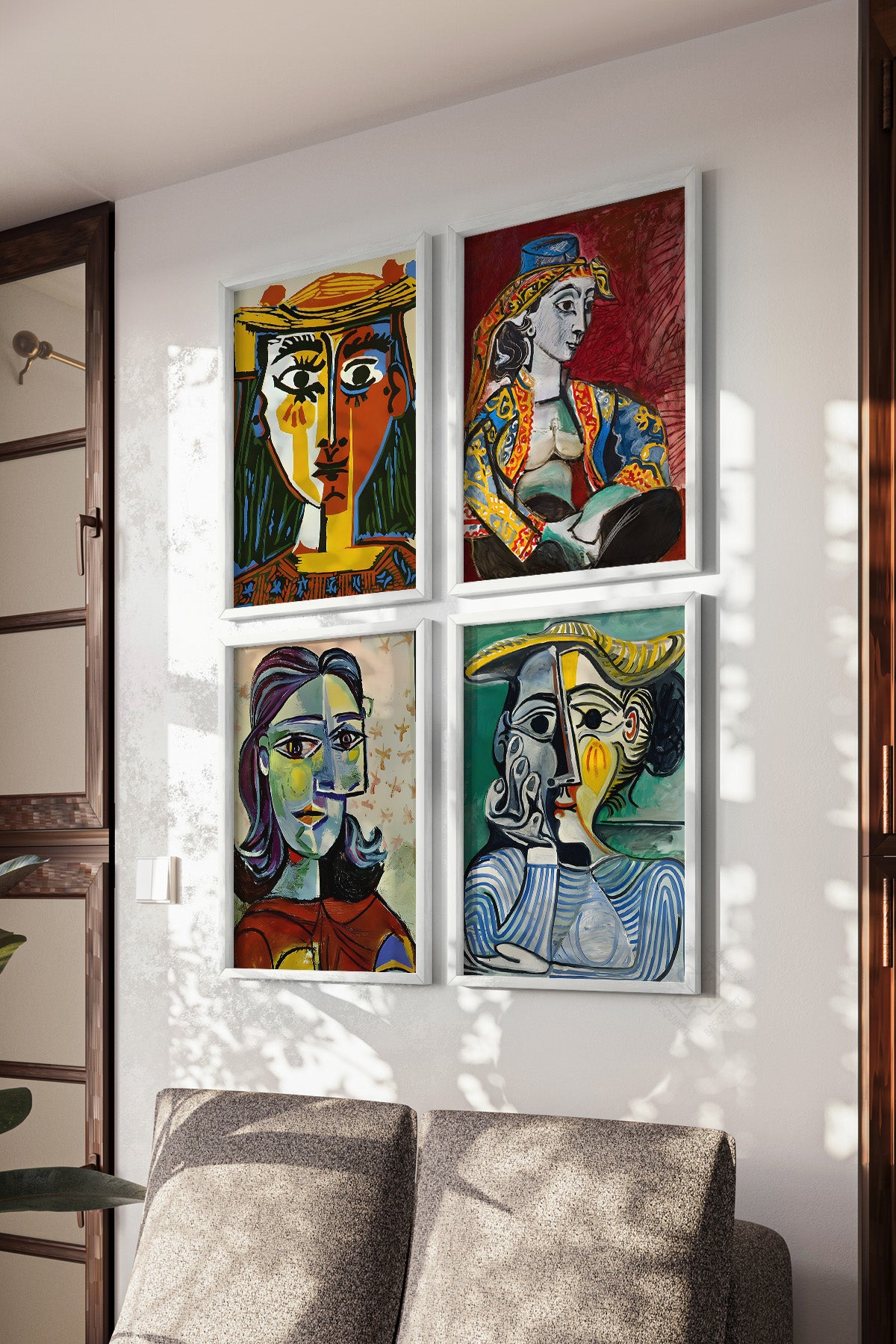 Picasso Sanatsal 4'lü Beyaz Çerçeveli Poster, Tablo Seti No:38