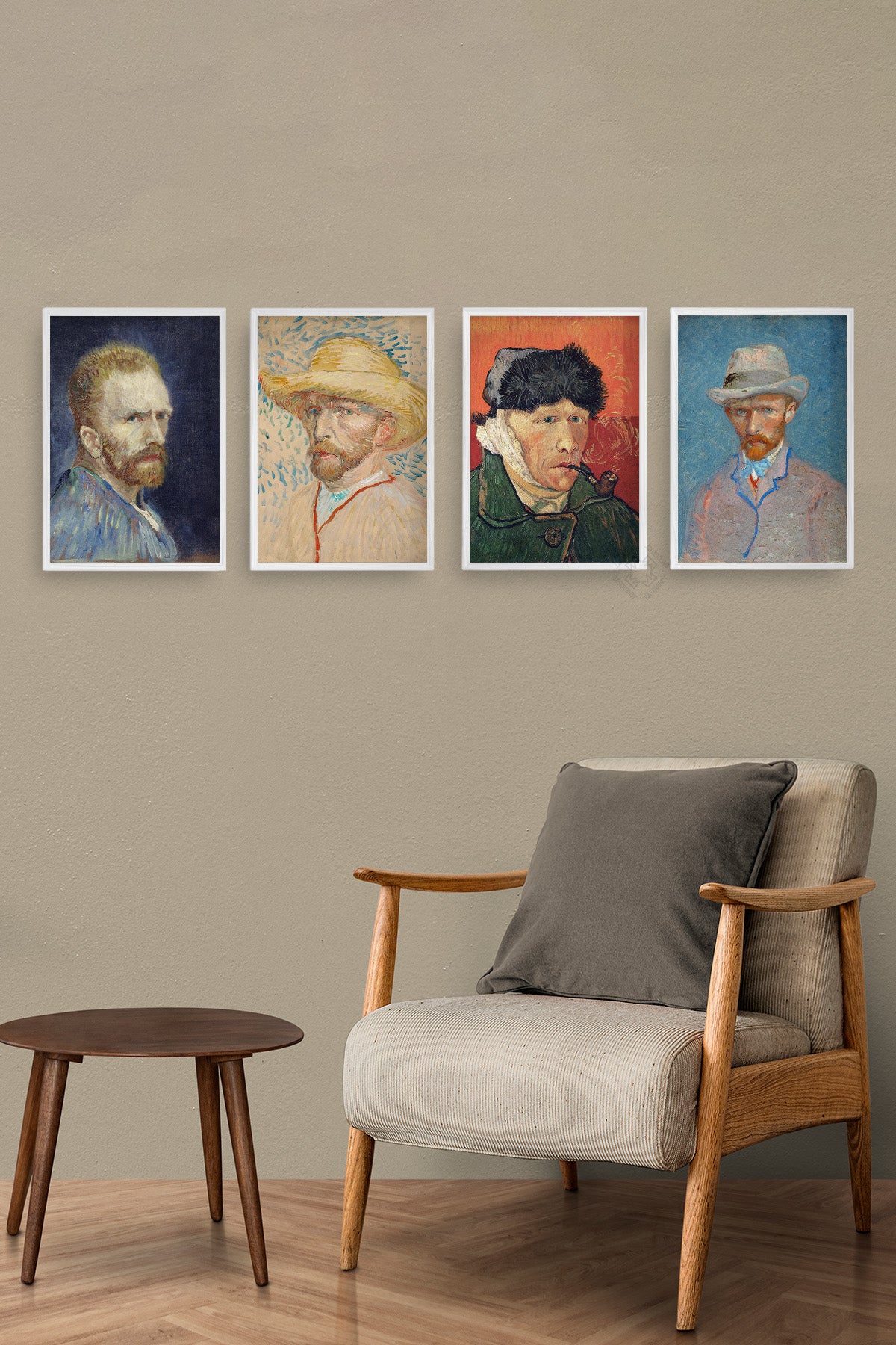 Van Gogh 4'lü Beyaz Çerçeveli Poster, Tablo Seti No:47