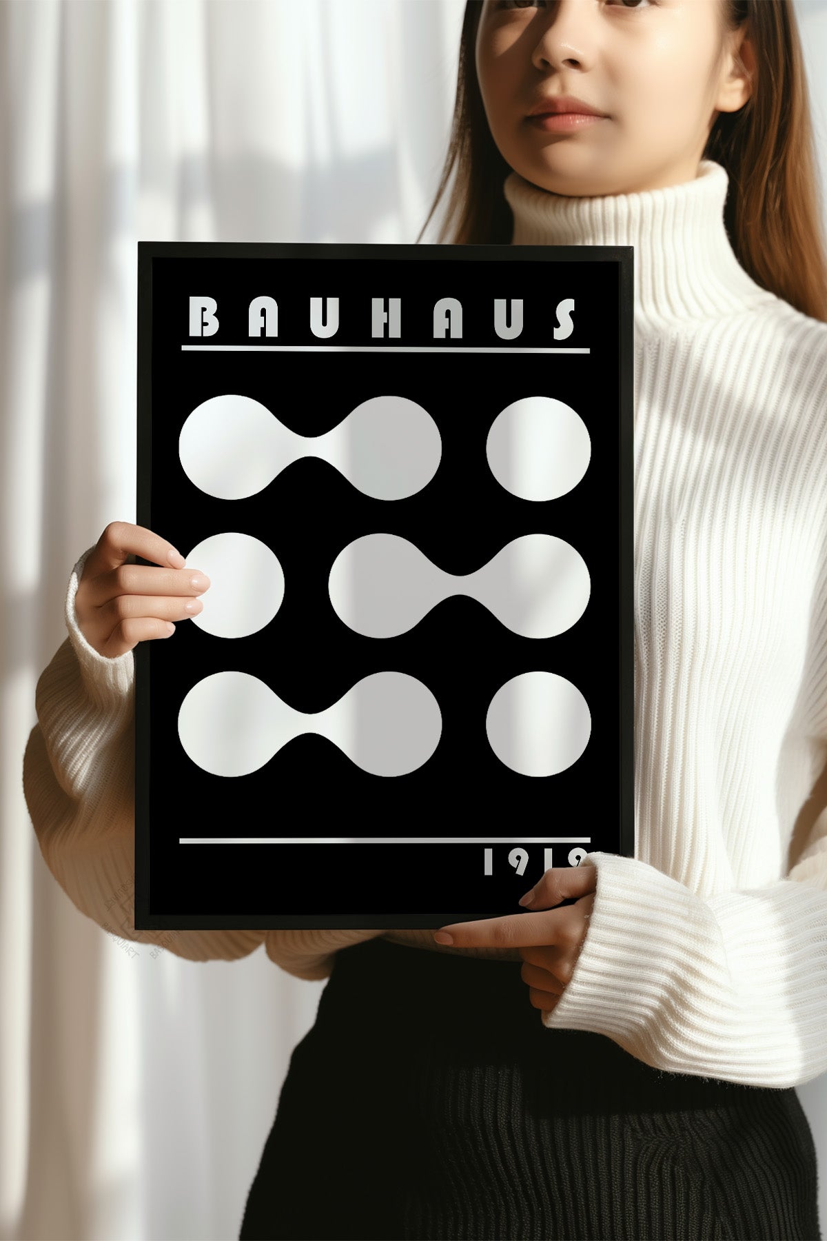 Bauhaus Serisi Siyah Çerçeveli Poster, Tablo No:52
