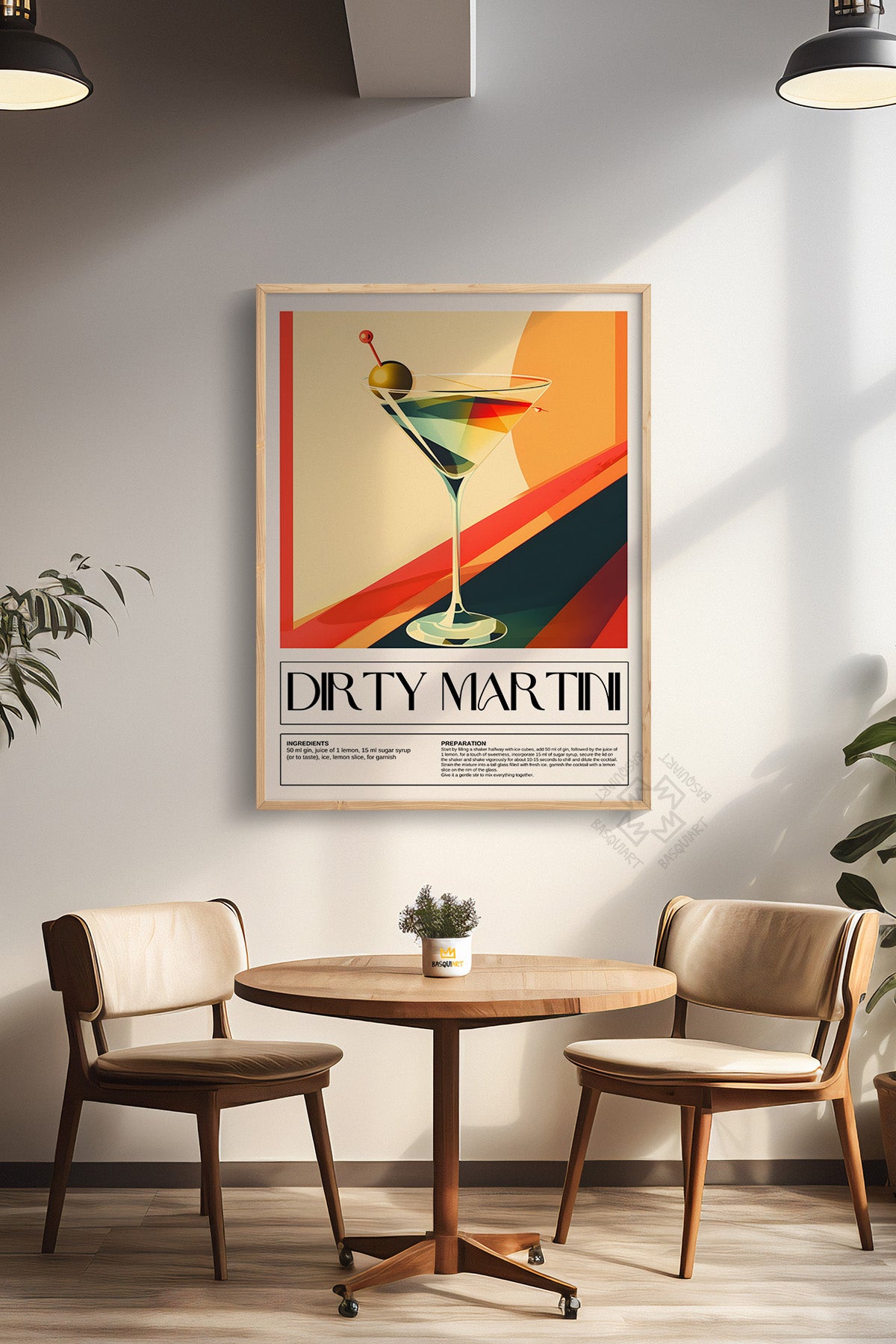 Kokteyl Serisi Ahşap Çerçeveli Poster, Tablo, Cafe, Restoran, Mutfak Duvar Dekoru No:8