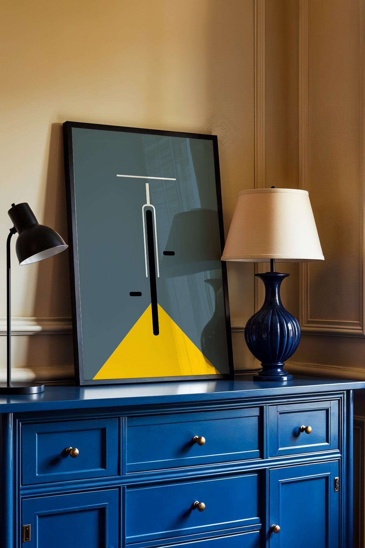 Bauhaus Serisi Siyah Çerçeveli Poster, Tablo No:55