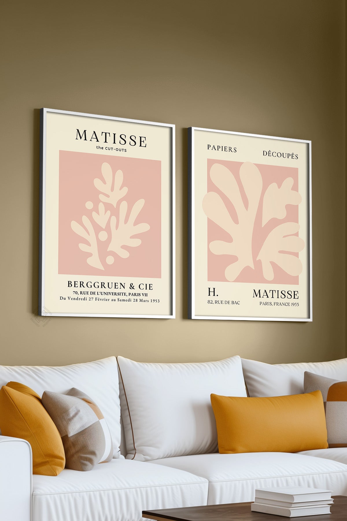 Pembe Matisse 2'li Beyaz Çerçeveli Poster, Tablo Seti No:28