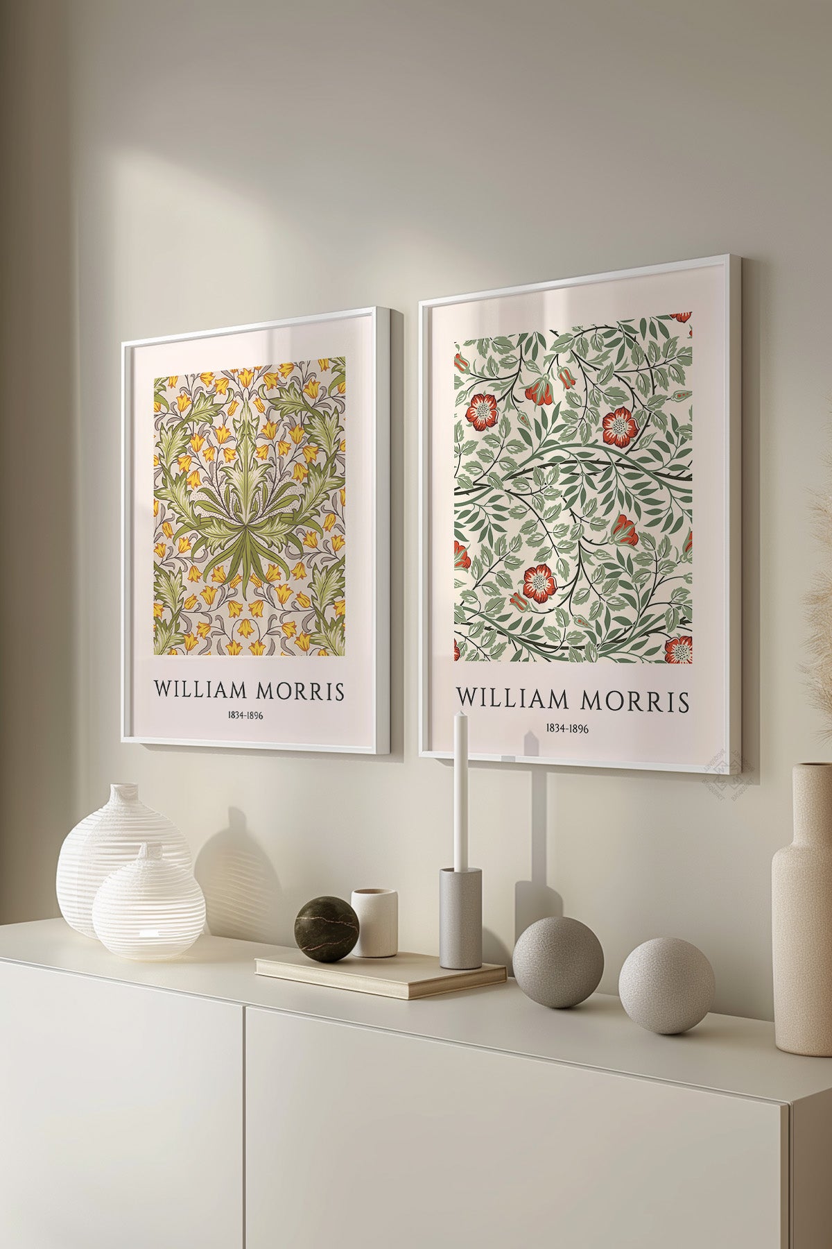 William Morris 2'li Beyaz Çerçeveli Poster, Tablo Seti No:21