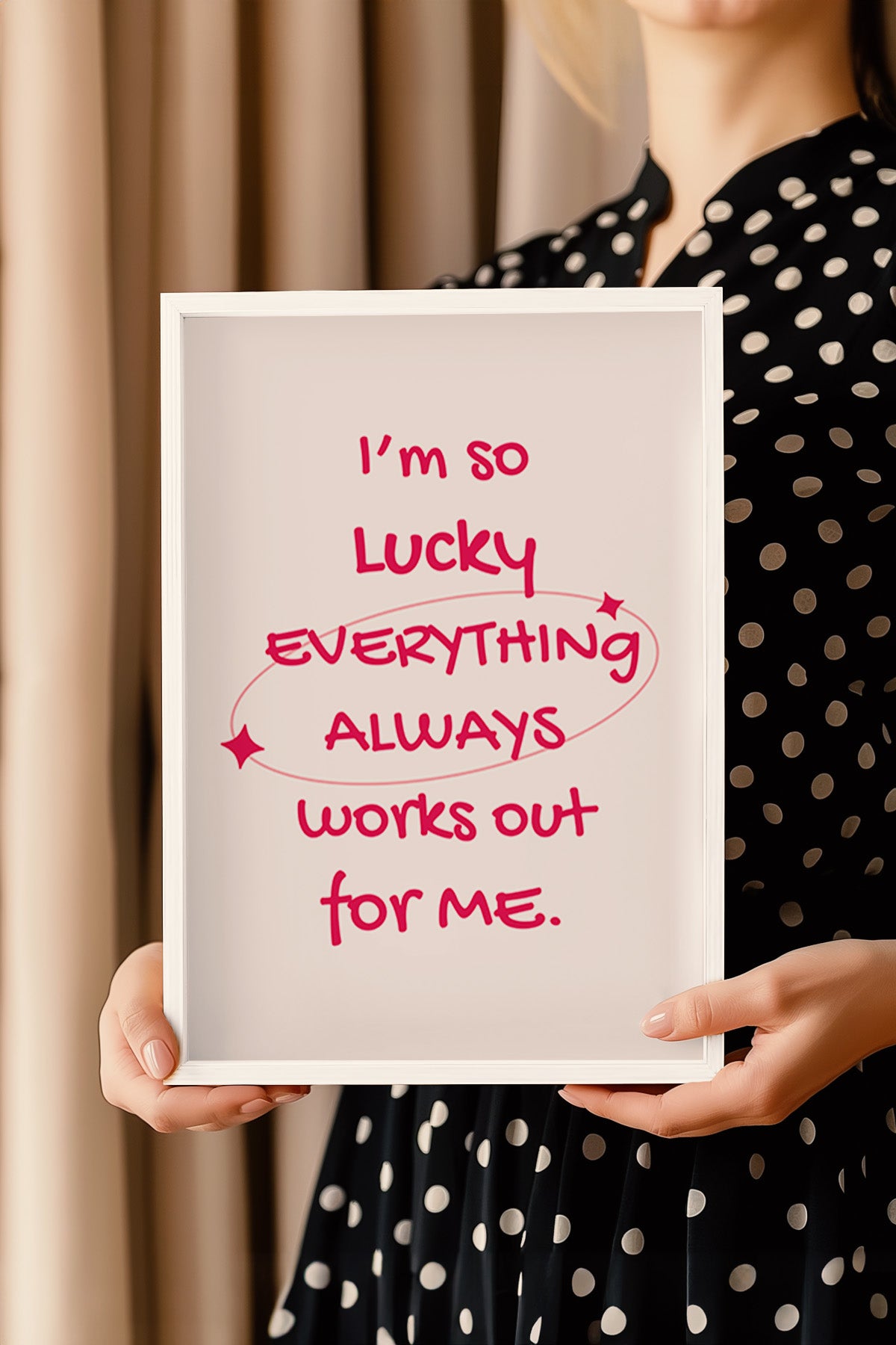 Lucky You Serisi Beyaz Çerçeveli Poster, Tablo Duvar Dekoru No:89