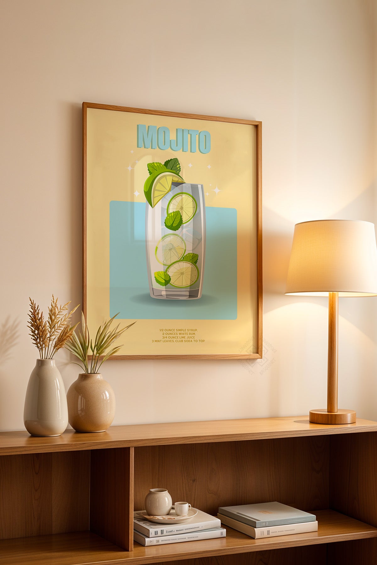 Kokteyl Serisi Ahşap Çerçeveli Poster, Tablo, Cafe, Restoran, Mutfak Duvar Dekoru No:56