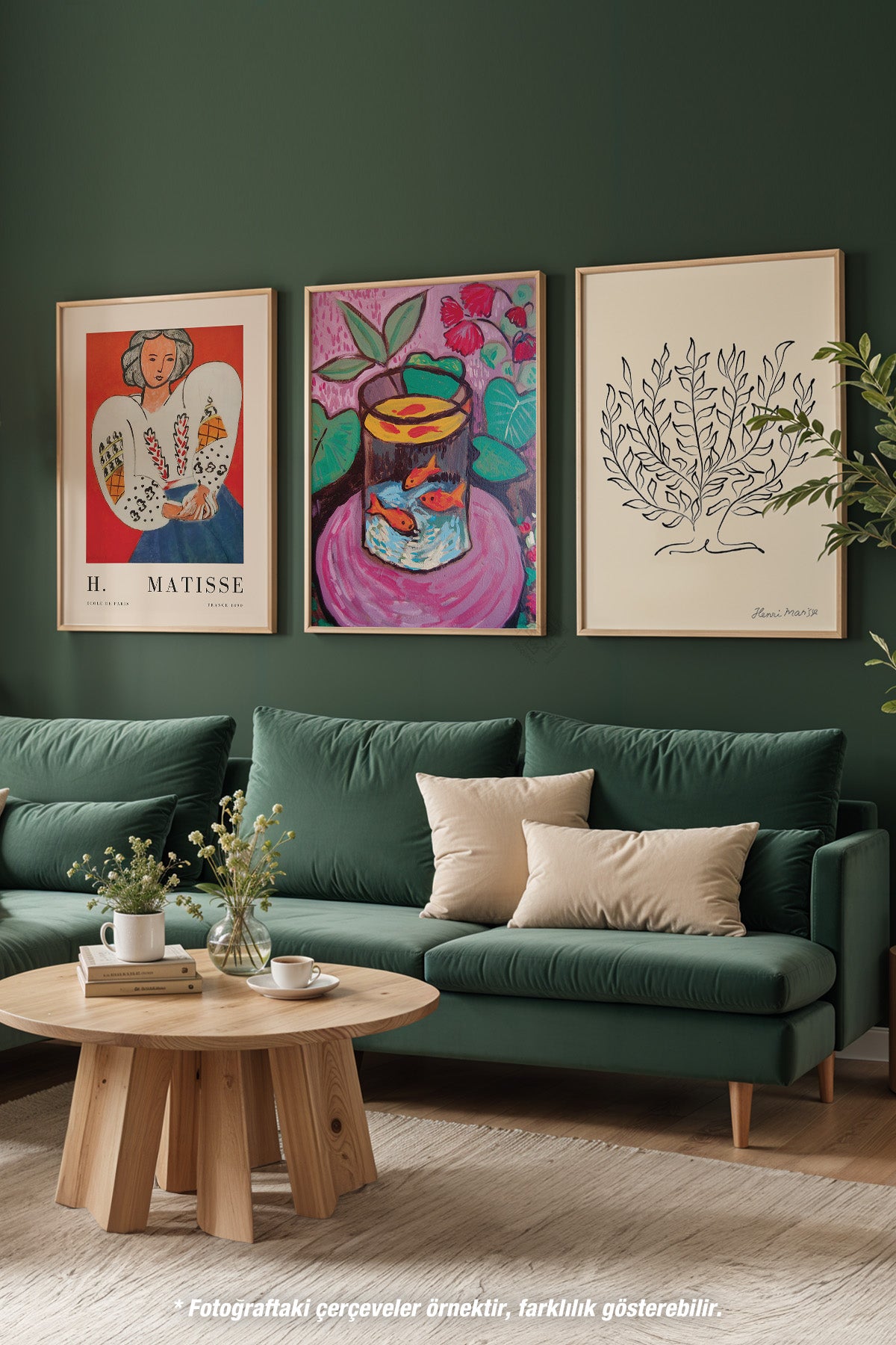 Henri Matisse Sanatsal 3'lü Ahşap Çerçeveli Poster, Tablo Seti No:20