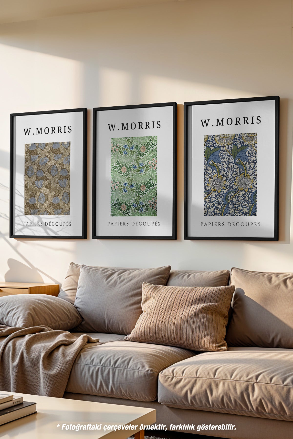 William Morris 3'lü Siyah Çerçeveli Poster, Tablo Seti No:6