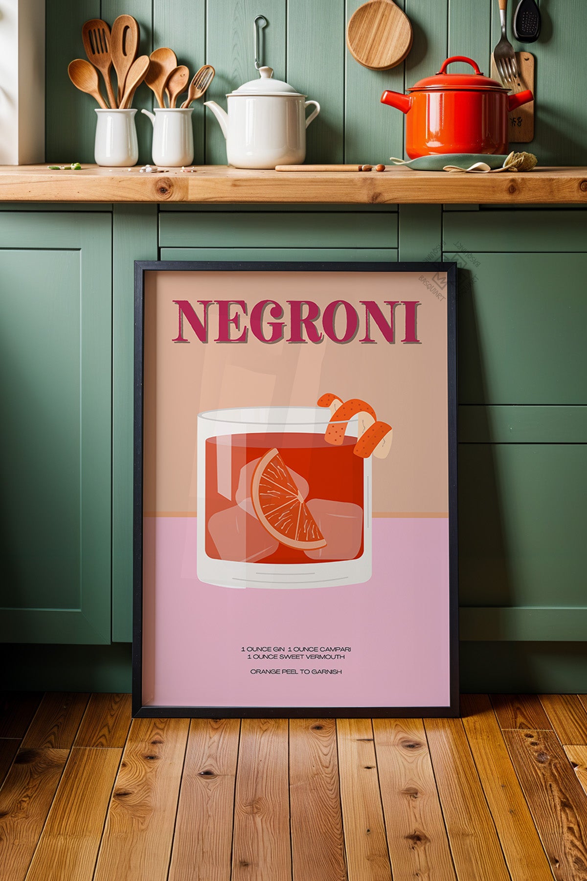 Kokteyl Serisi Siyah Çerçeveli Poster, Tablo, Cafe, Restoran, Mutfak Duvar Dekoru No:55