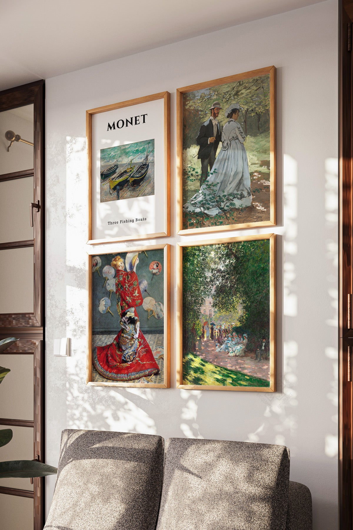 Monet 4'lü Ahşap Çerçeveli Poster, Tablo Seti No:53