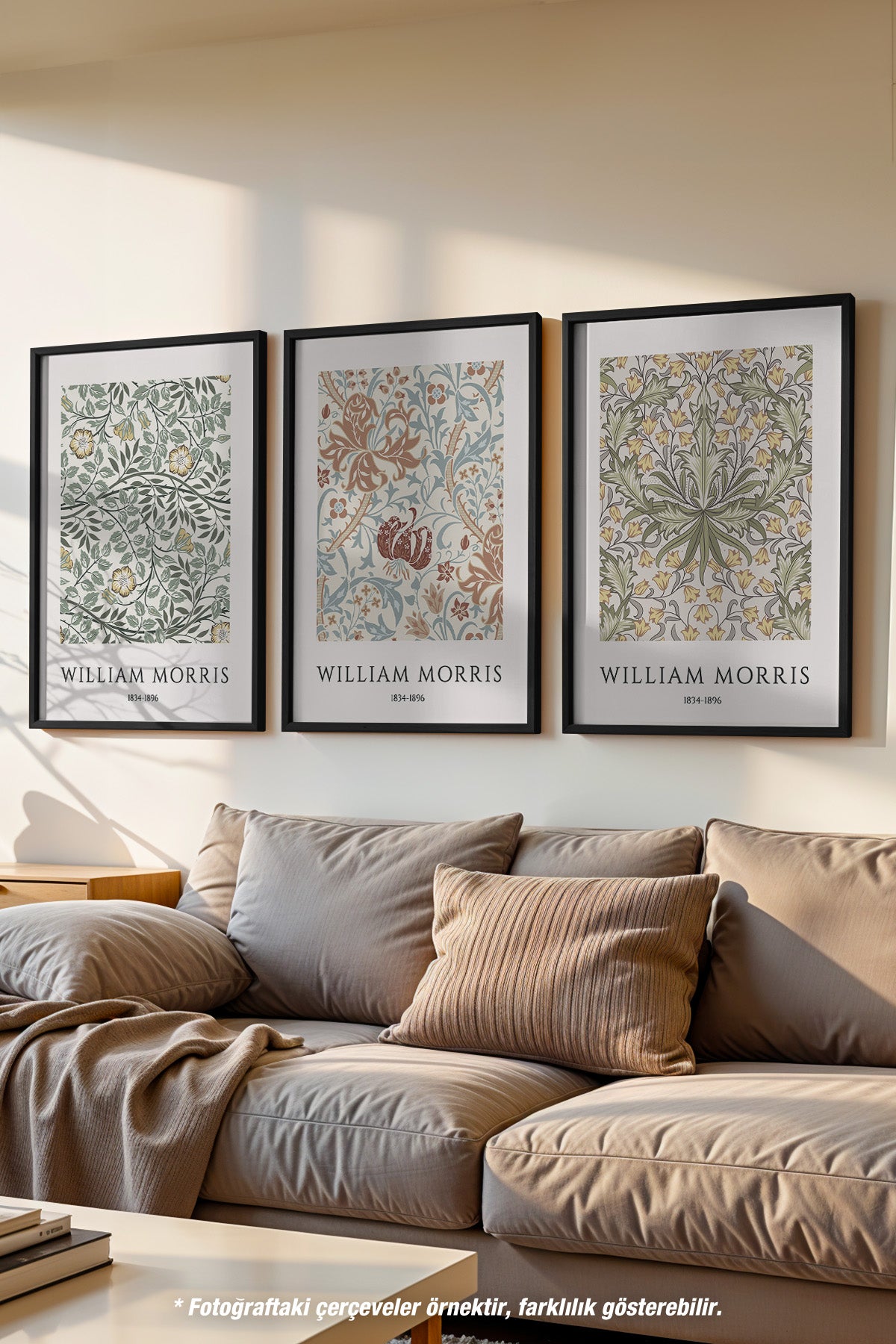 William Morris 3'lü Siyah Çerçeveli Poster, Tablo Seti No:31