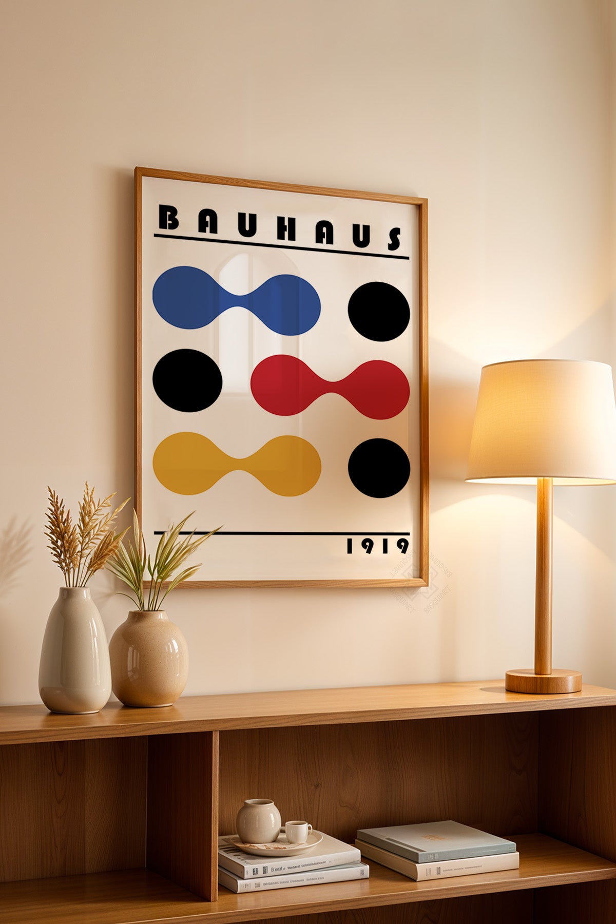 Bauhaus Serisi Ahşap Çerçeveli Poster, Tablo No:54
