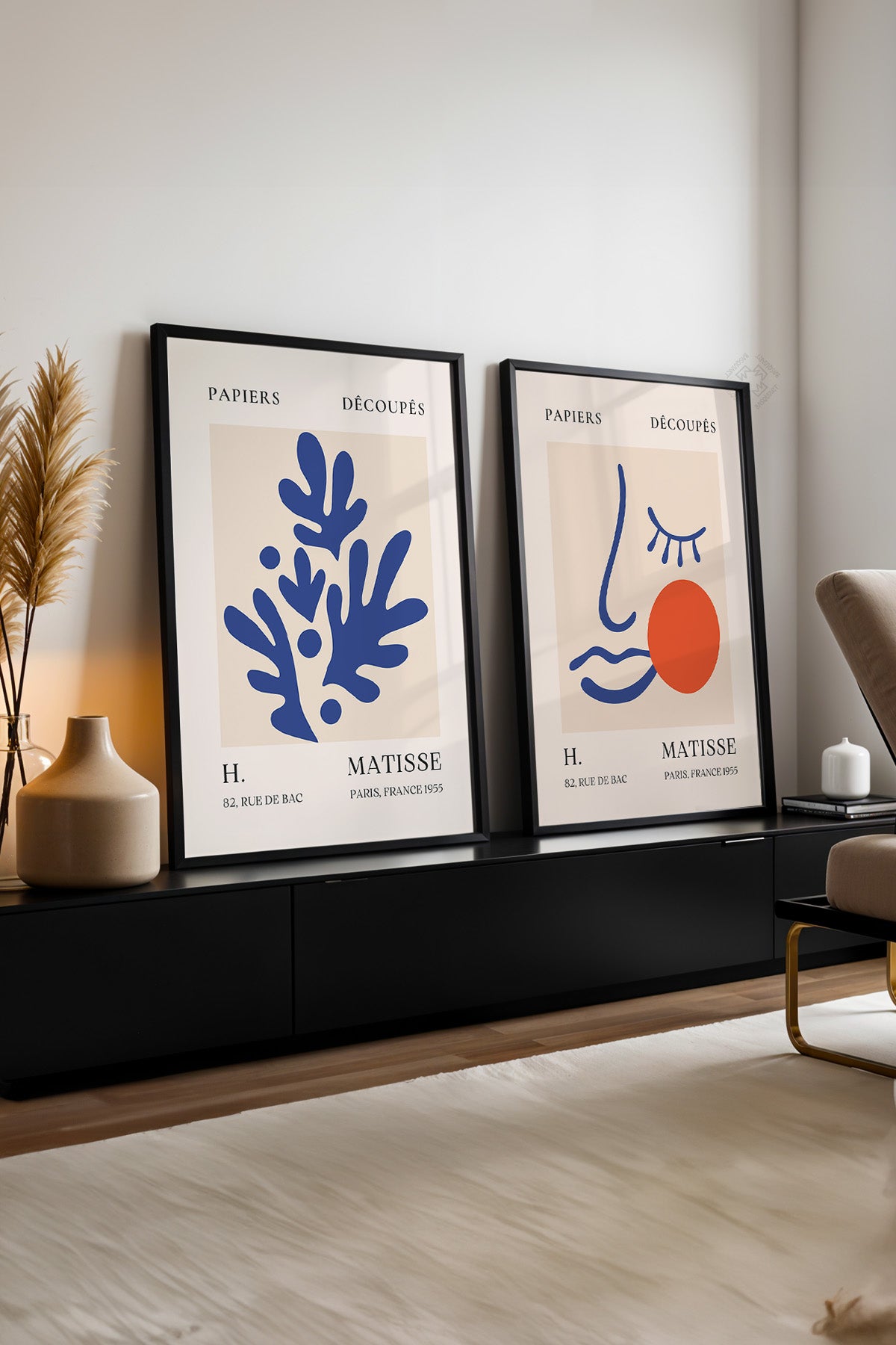Mavi Matisse 2'li Siyah Çerçeveli Poster, Tablo Seti No:27