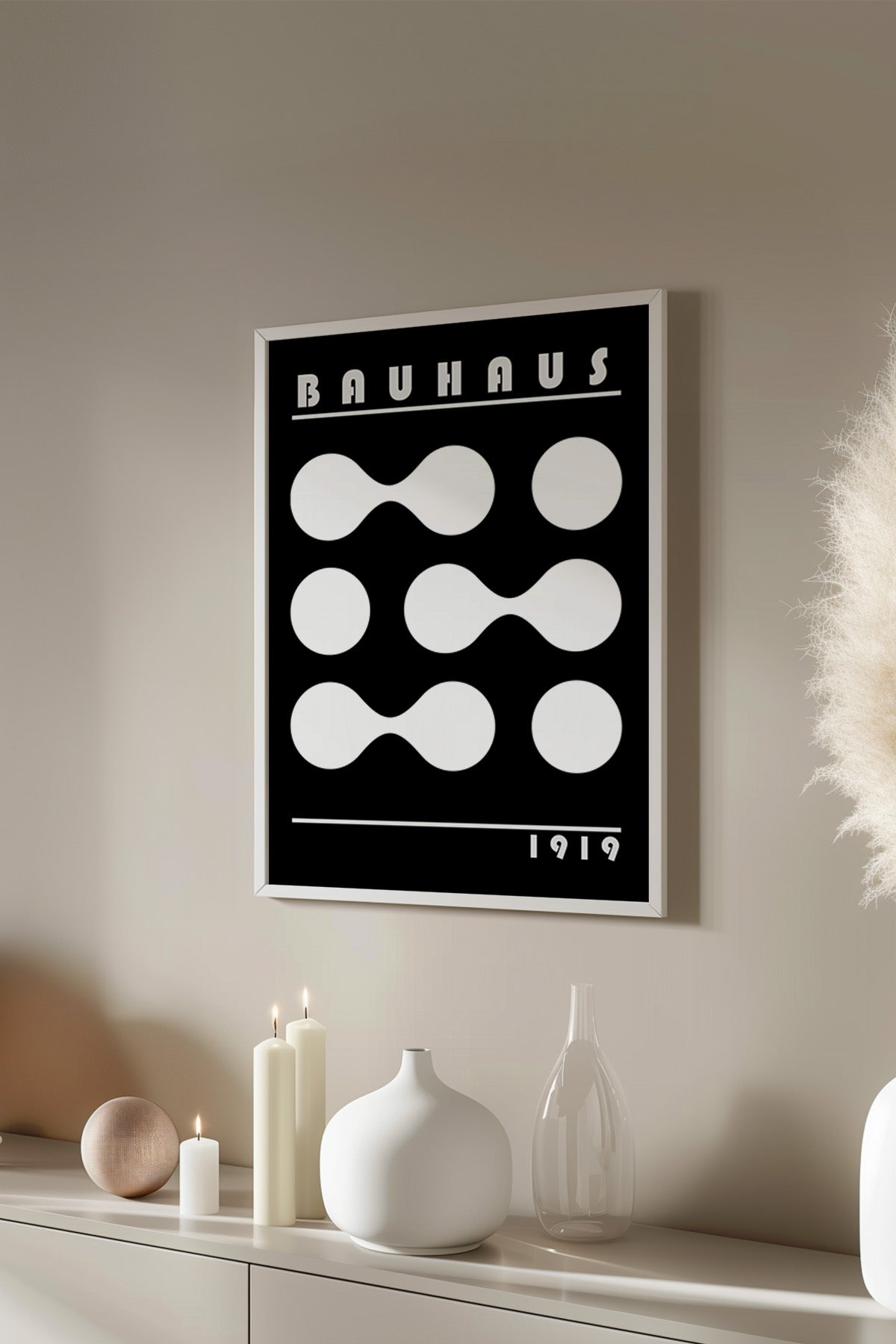 Bauhaus Serisi Beyaz Çerçeveli Poster, Tablo No:52