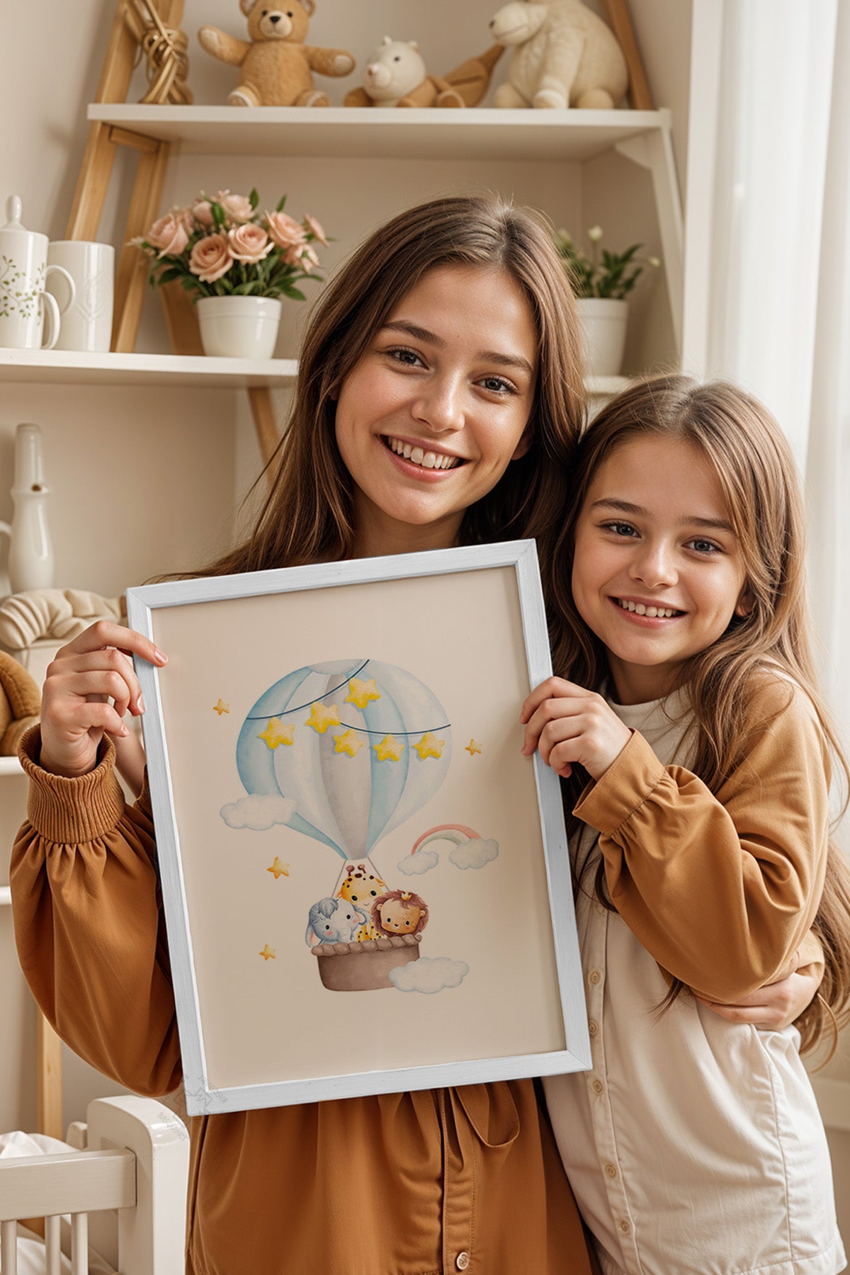 Çocuk Odası, Bebek Odası Beyaz Çerçeveli Poster, Tablo No:9