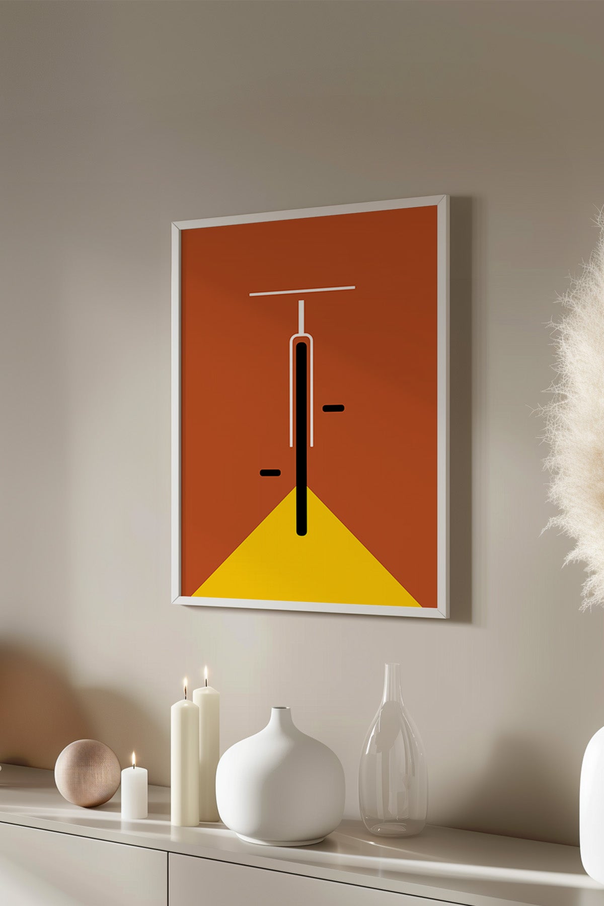 Bauhaus Serisi Beyaz Çerçeveli Poster, Tablo No:57