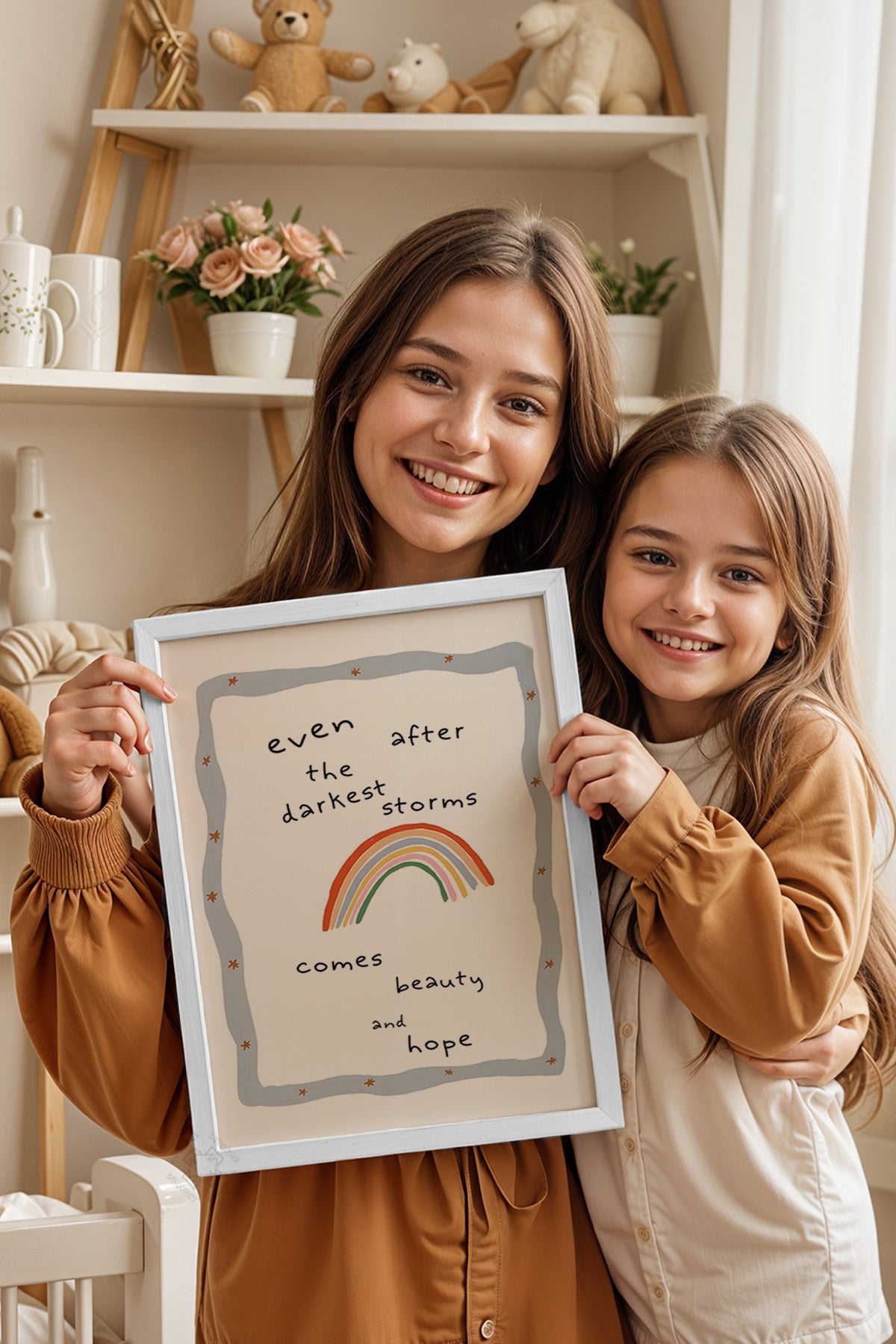 Çocuk Odası, Bebek Odası Beyaz Çerçeveli Poster, Tablo No:197