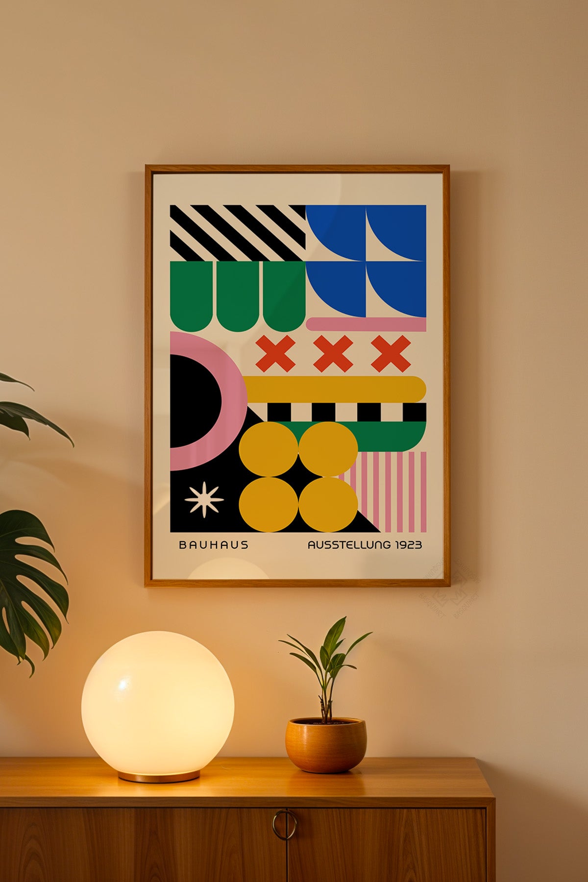 Bauhaus Serisi Ahşap Çerçeveli Poster, Tablo No:96