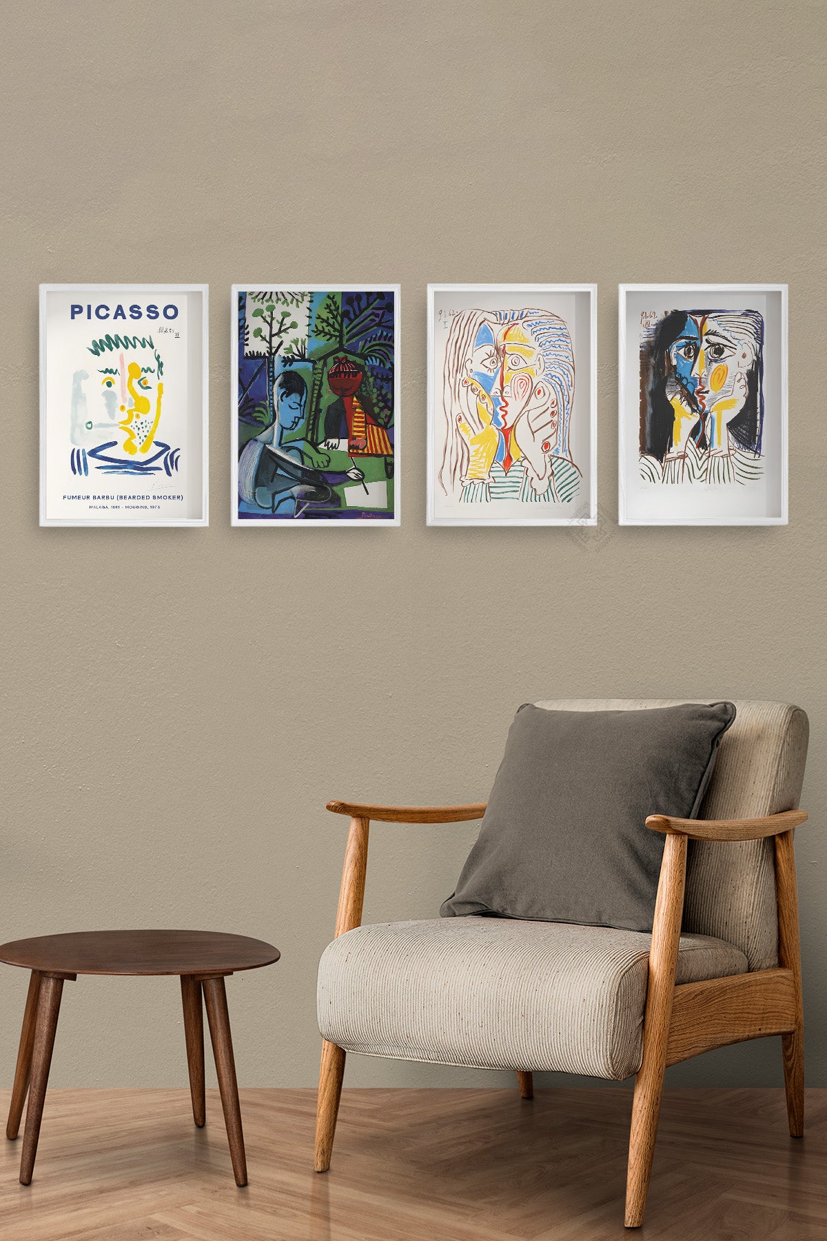 Picasso Sanatsal 4'lü Beyaz Çerçeveli Poster, Tablo Seti No:35