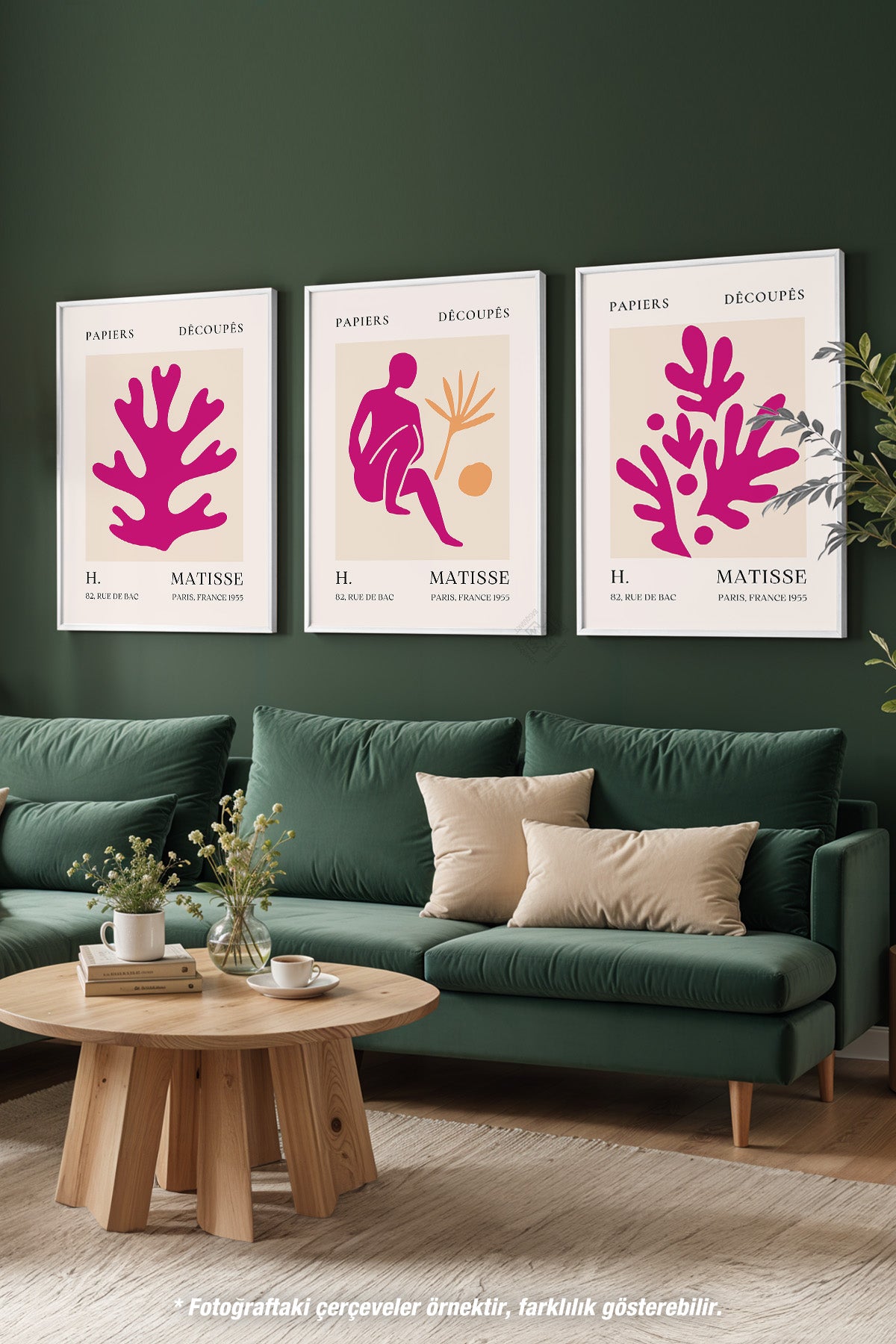 Matisse Modern 3'lü Beyaz Çerçeveli Poster, Tablo Seti No:23
