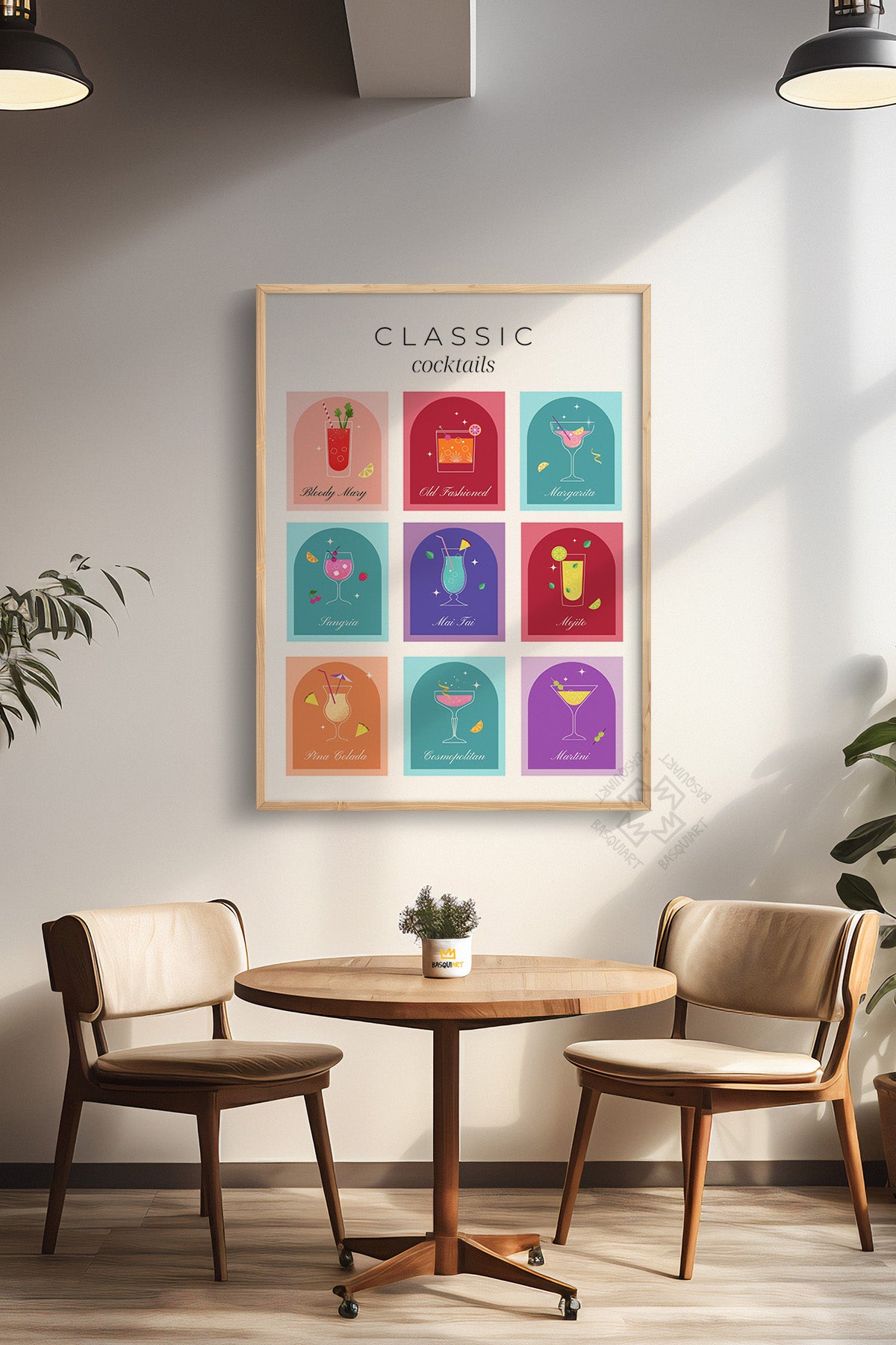 Kokteyl Serisi Ahşap Çerçeveli Poster, Tablo, Cafe, Restoran, Mutfak Duvar Dekoru No:31