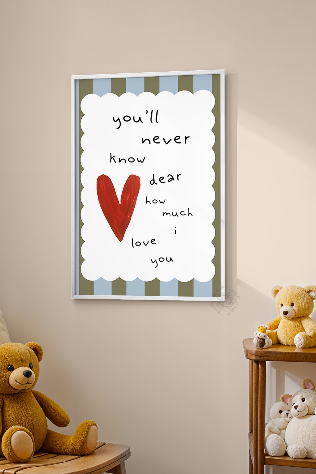 Çocuk Odası, Bebek Odası Beyaz Çerçeveli Poster, Tablo No:200