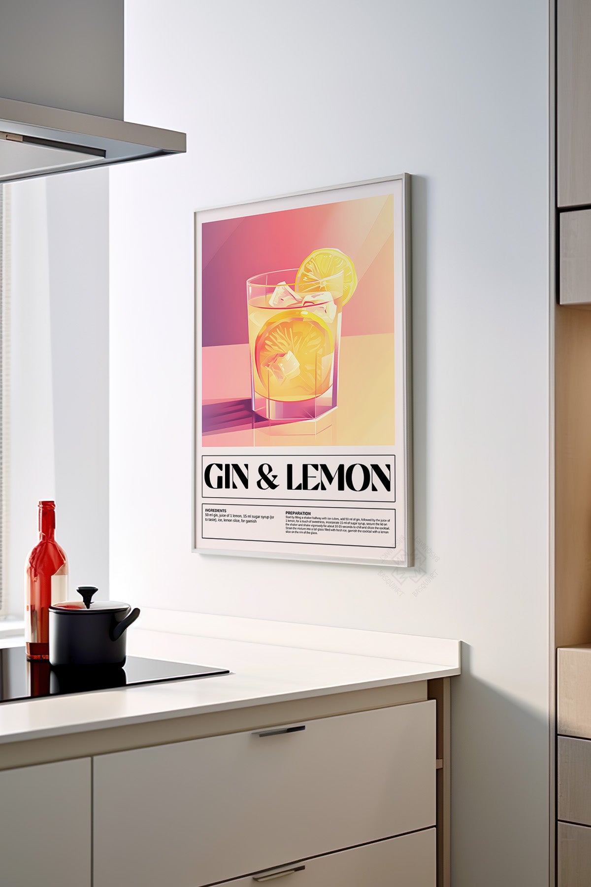 Kokteyl Serisi Beyaz Çerçeveli Poster, Tablo, Cafe, Restoran, Mutfak Duvar Dekoru No:3