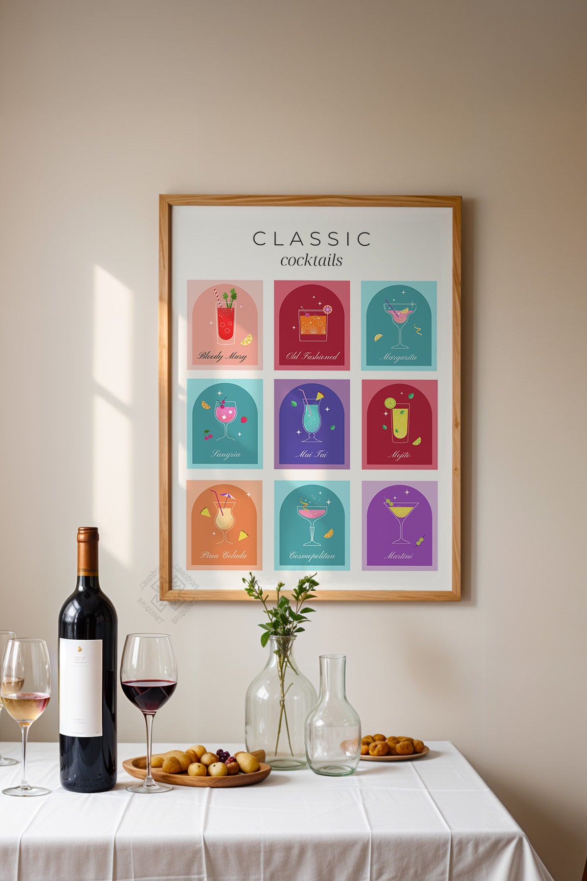 Kokteyl Serisi Ahşap Çerçeveli Poster, Tablo, Cafe, Restoran, Mutfak Duvar Dekoru No:31