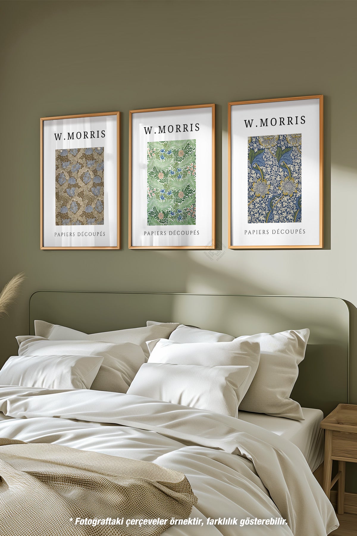 William Morris 3'lü Ahşap Çerçeveli Poster, Tablo Seti No:6