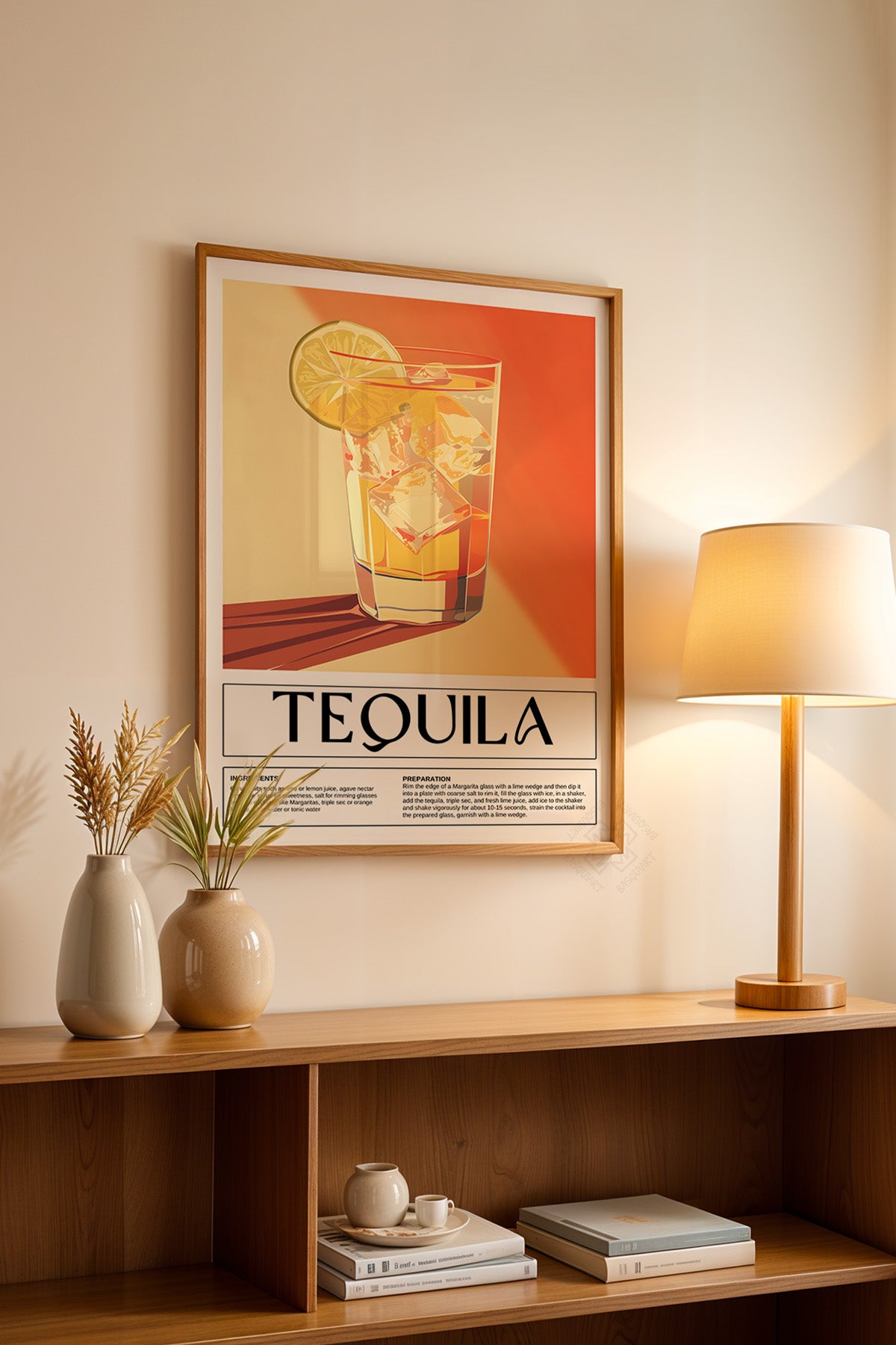 Kokteyl Serisi Ahşap Çerçeveli Poster, Tablo, Cafe, Restoran, Mutfak Duvar Dekoru No:14