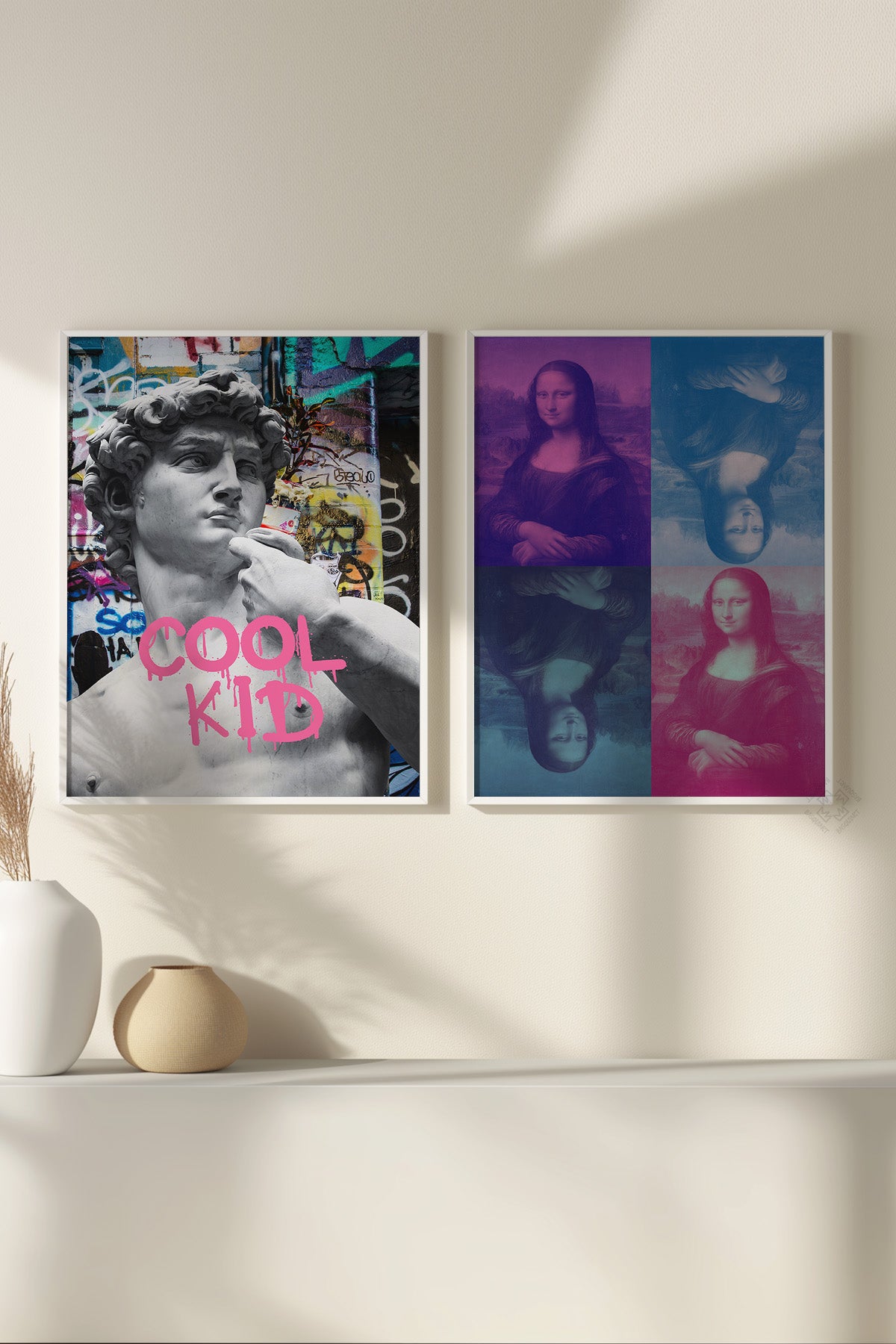 Modern Sanat 2'li Beyaz Çerçeveli Poster, Tablo Seti No:35