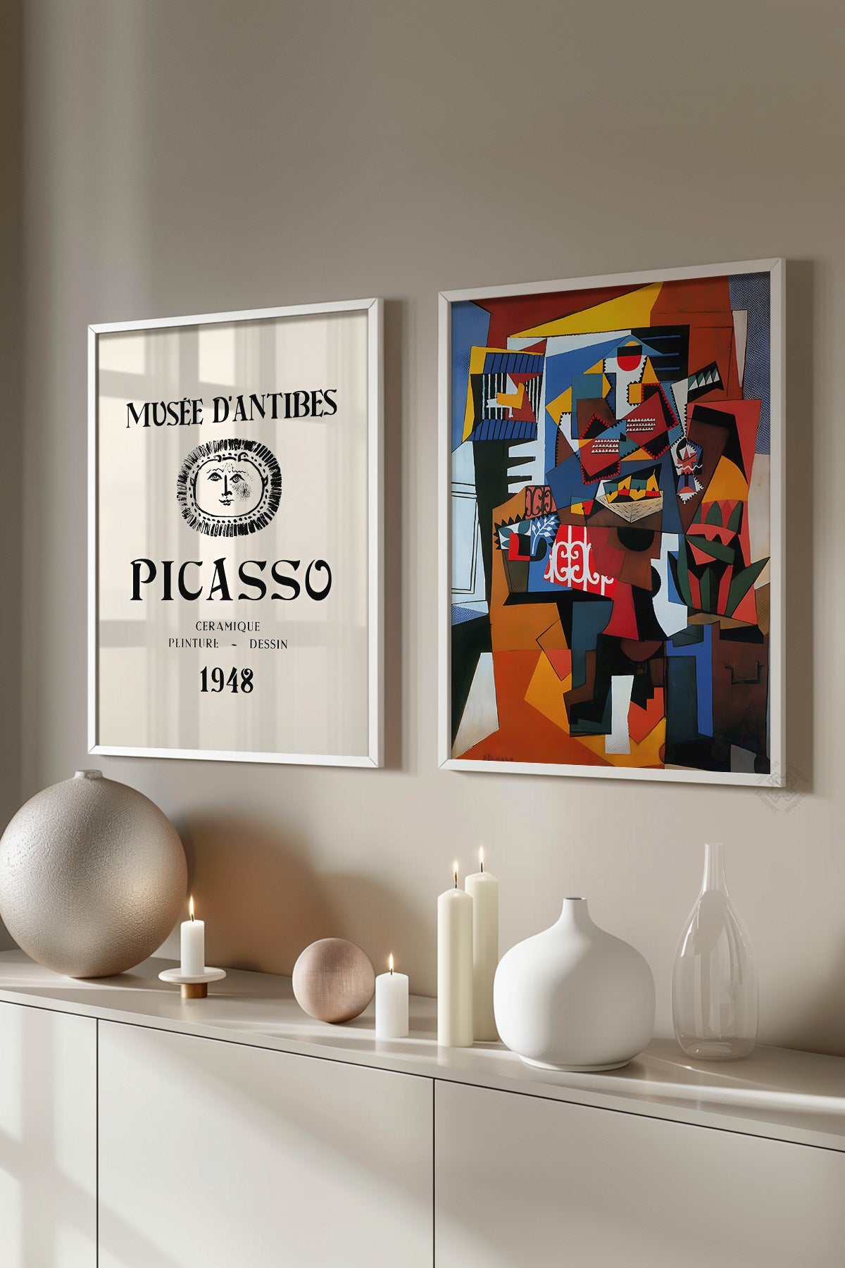 Picasso 2'li Beyaz Çerçeveli Poster, Sanatsal Tablo Seti No:11