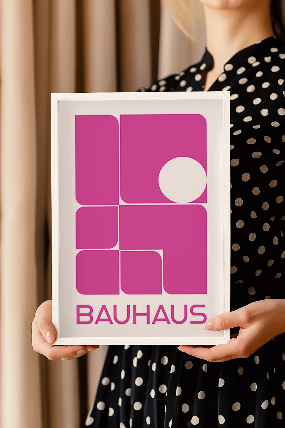 Bauhaus Serisi Beyaz Çerçeveli Poster, Tablo No:83
