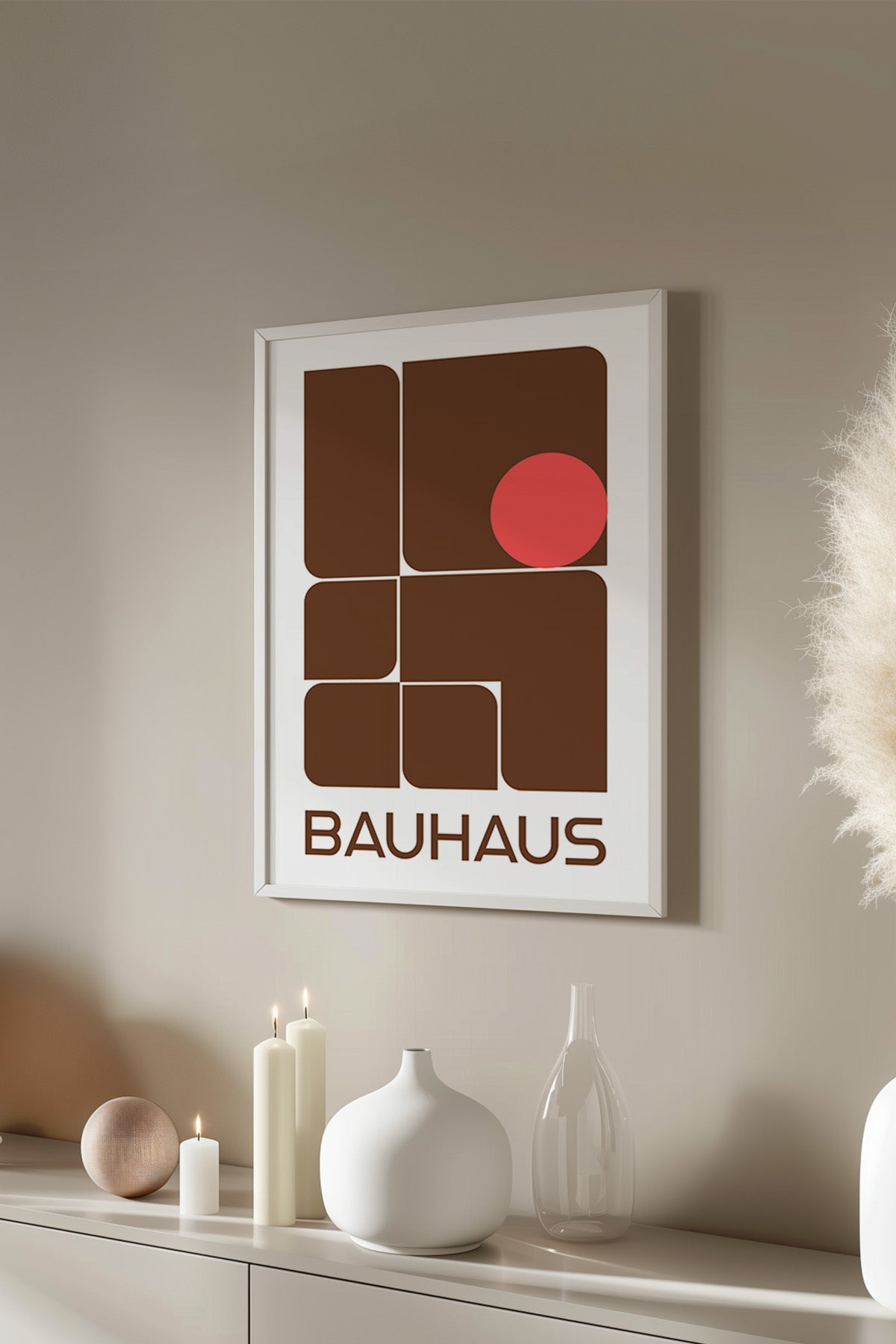 Bauhaus Serisi Beyaz Çerçeveli Poster, Tablo No:81