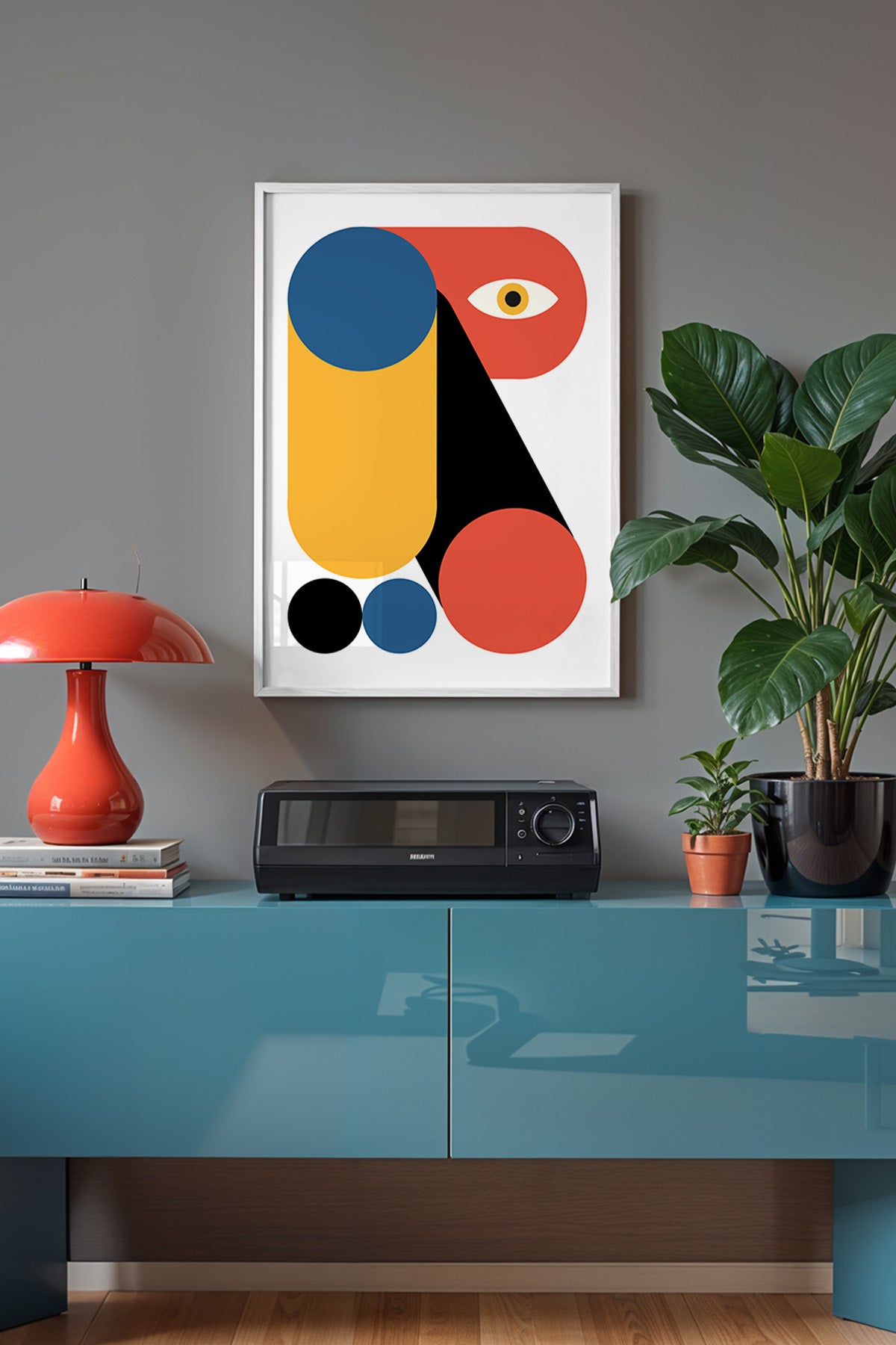 Bauhaus Serisi Beyaz Çerçeveli Poster, Tablo No:8