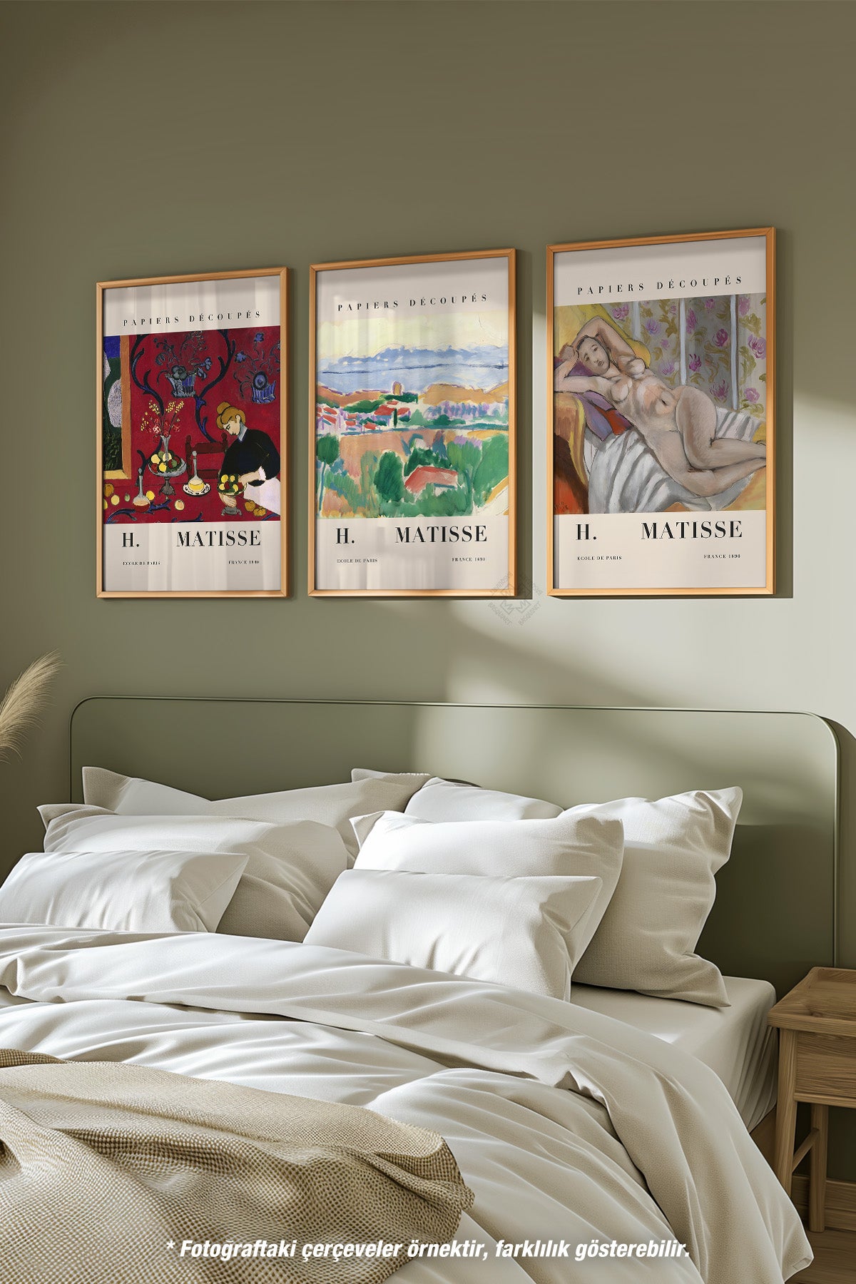 Matisse Dekoratif 3'lü Ahşap Çerçeveli Poster, Tablo Seti No:19