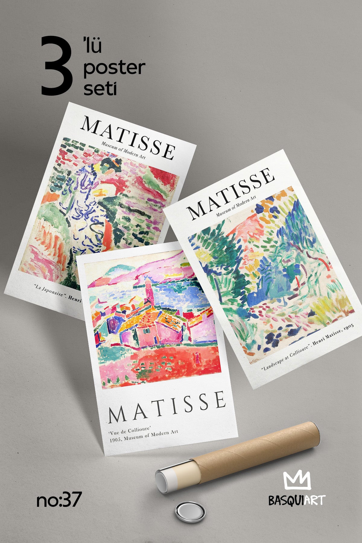 Dekoratif Matisse 3'lü Poster Seti, Duvar Dekoru No:37