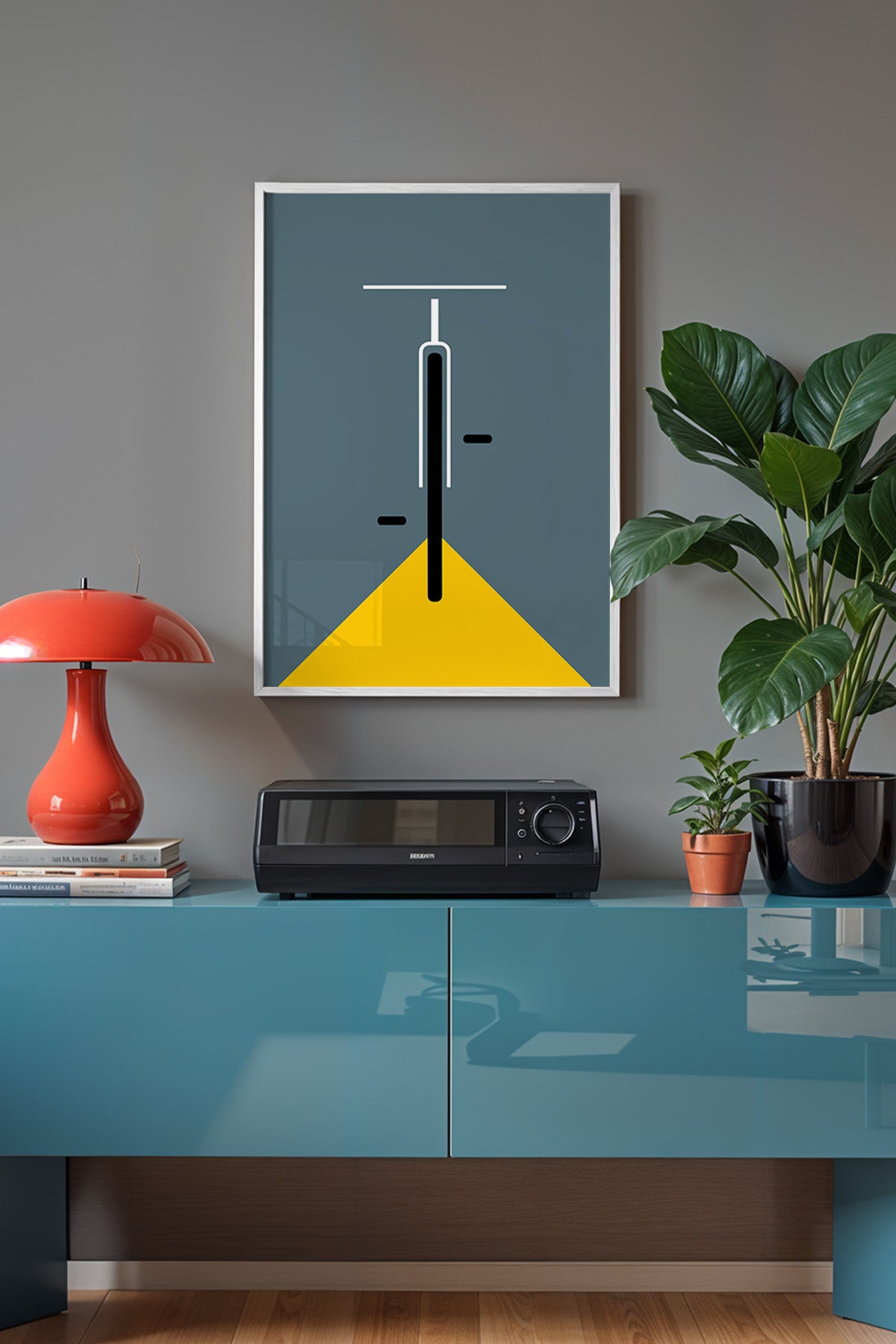 Bauhaus Serisi Beyaz Çerçeveli Poster, Tablo No:55