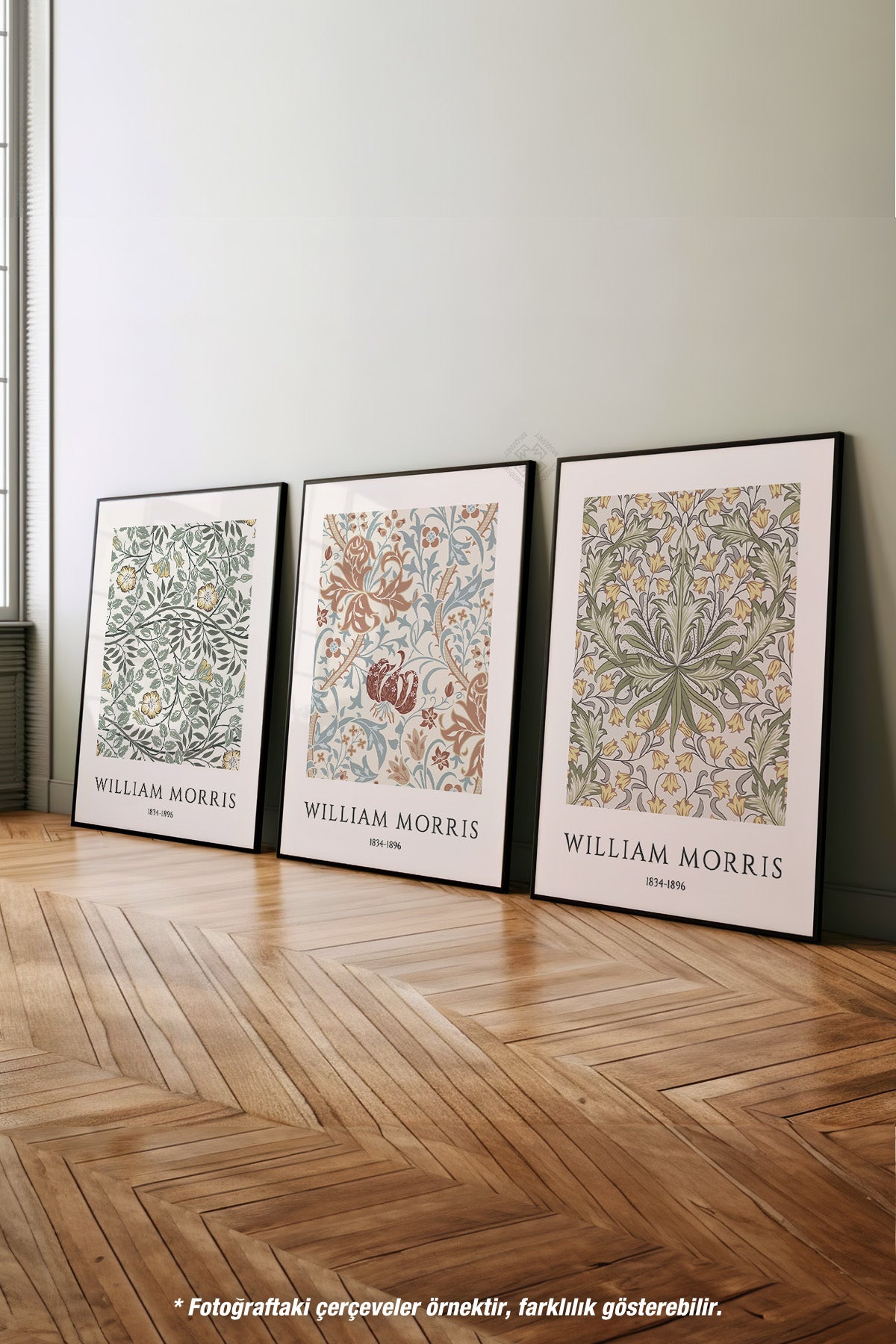 William Morris 3'lü Siyah Çerçeveli Poster, Tablo Seti No:31