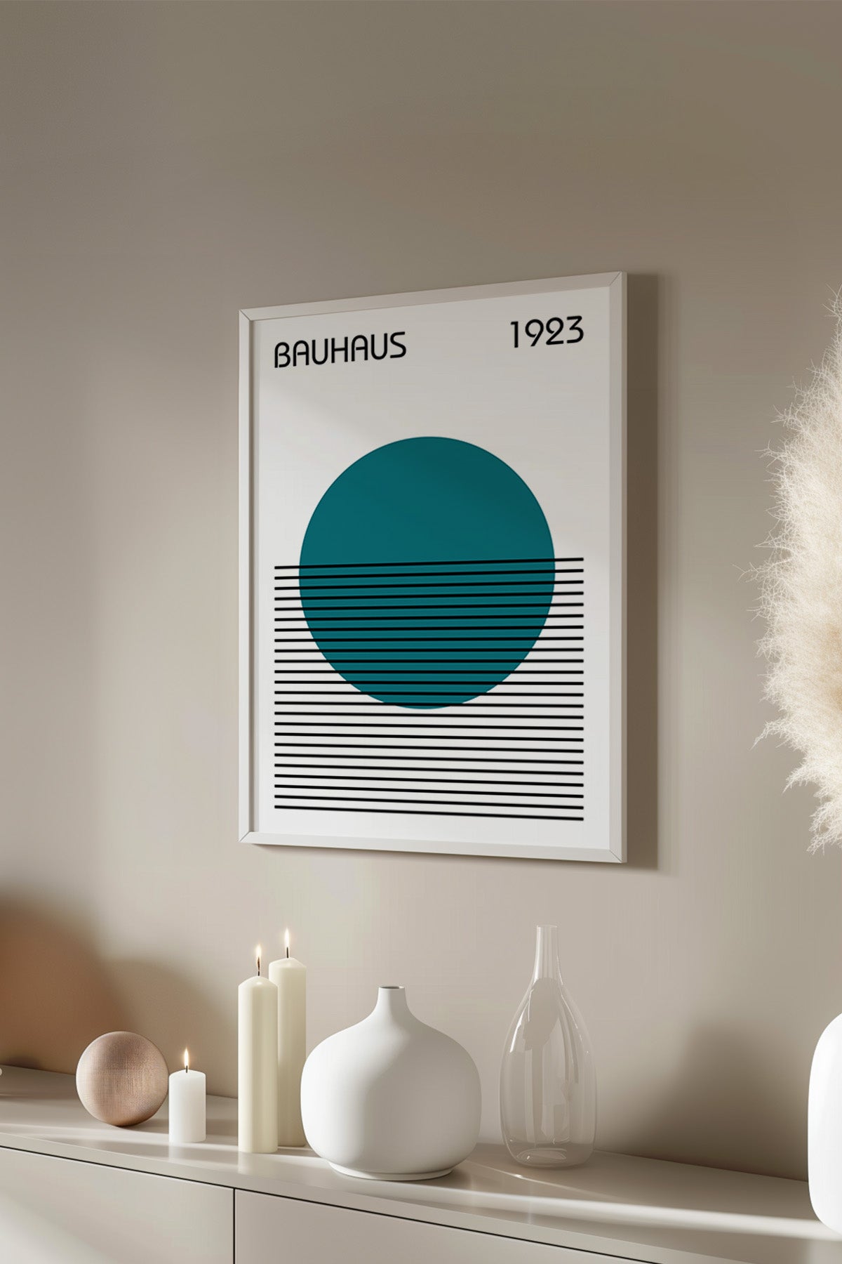 Bauhaus Serisi Beyaz Çerçeveli Poster, Tablo No:39
