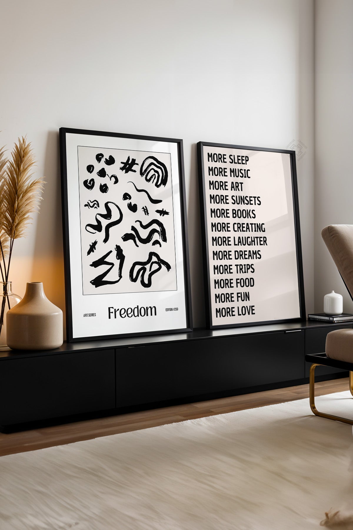 İskandinav 2'li Siyah Çerçeveli Poster, Tablo Seti No:8