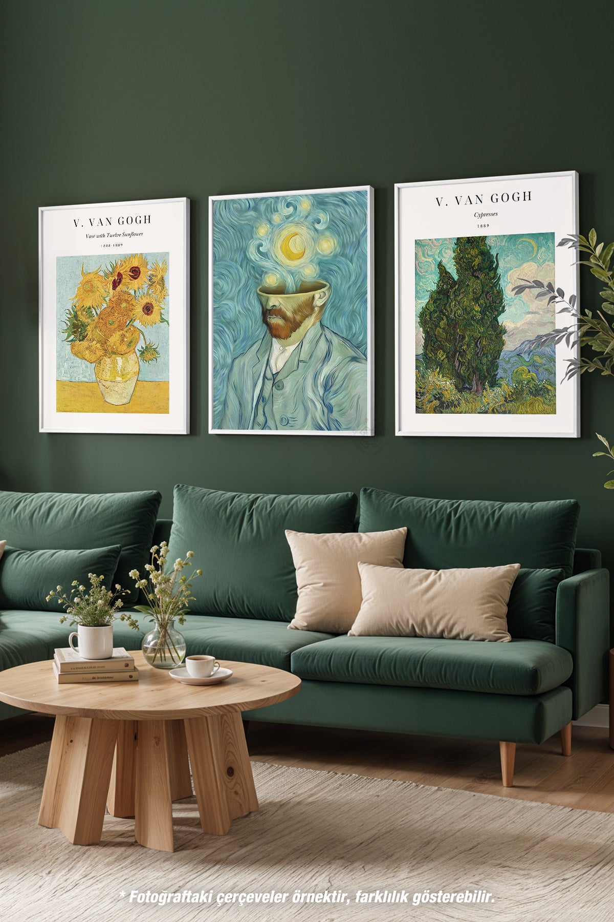 Van Gogh 3'lü Beyaz Çerçeveli Poster, Tablo Seti No:25