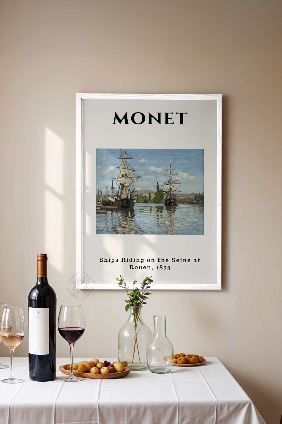 Claude Monet Serisi Beyaz Çerçeveli Poster, Tablo Duvar Dekoru No:24