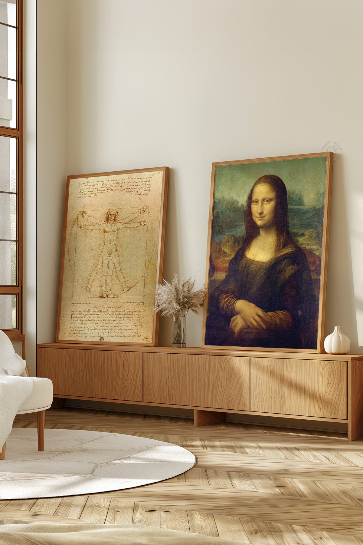 Leonardo da Vinci 2'li Ahşap Çerçeveli Poster, Tablo Seti No:34