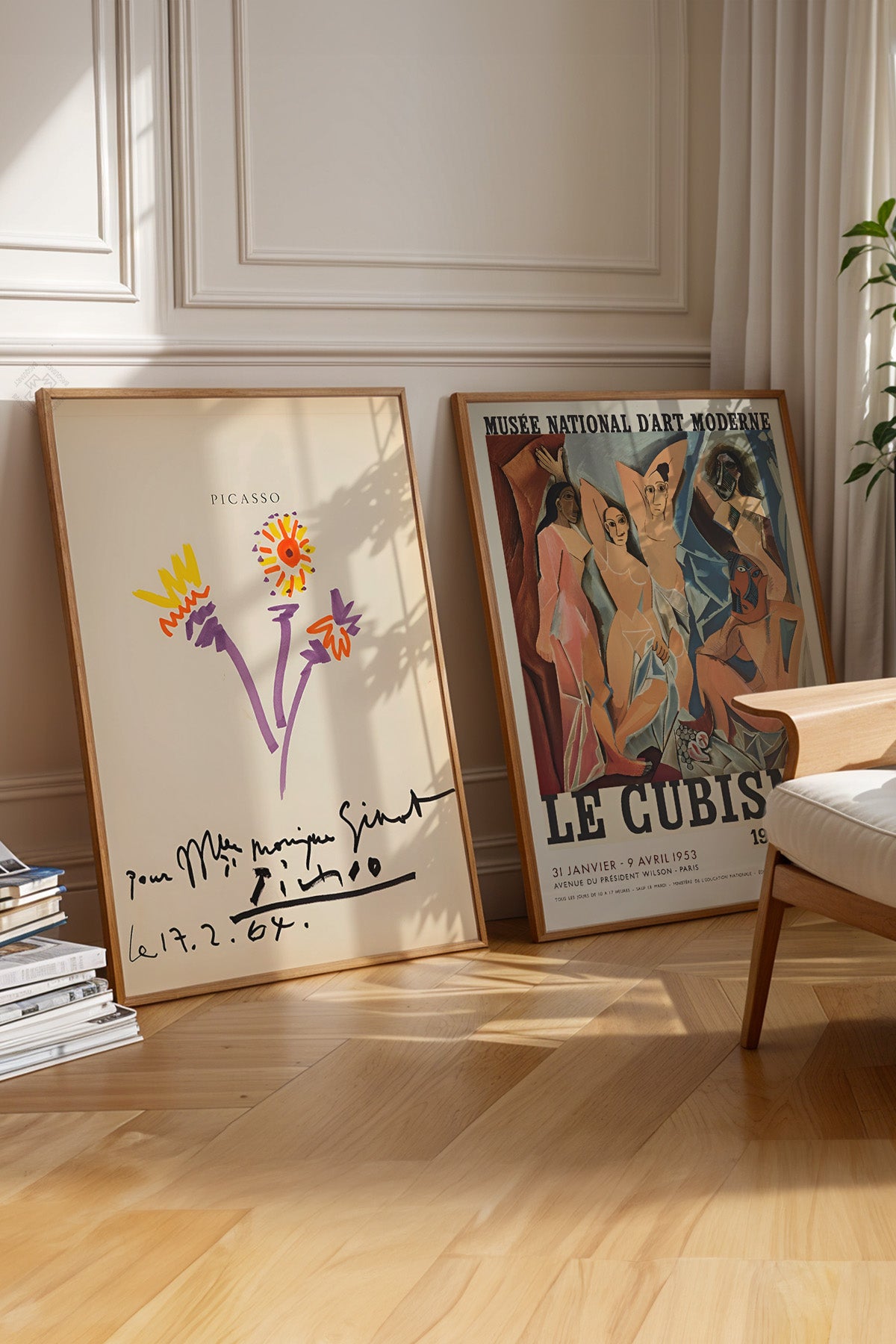 Picasso 2'li Ahşap Çerçeveli Poster, Sanatsal Tablo Seti No:12